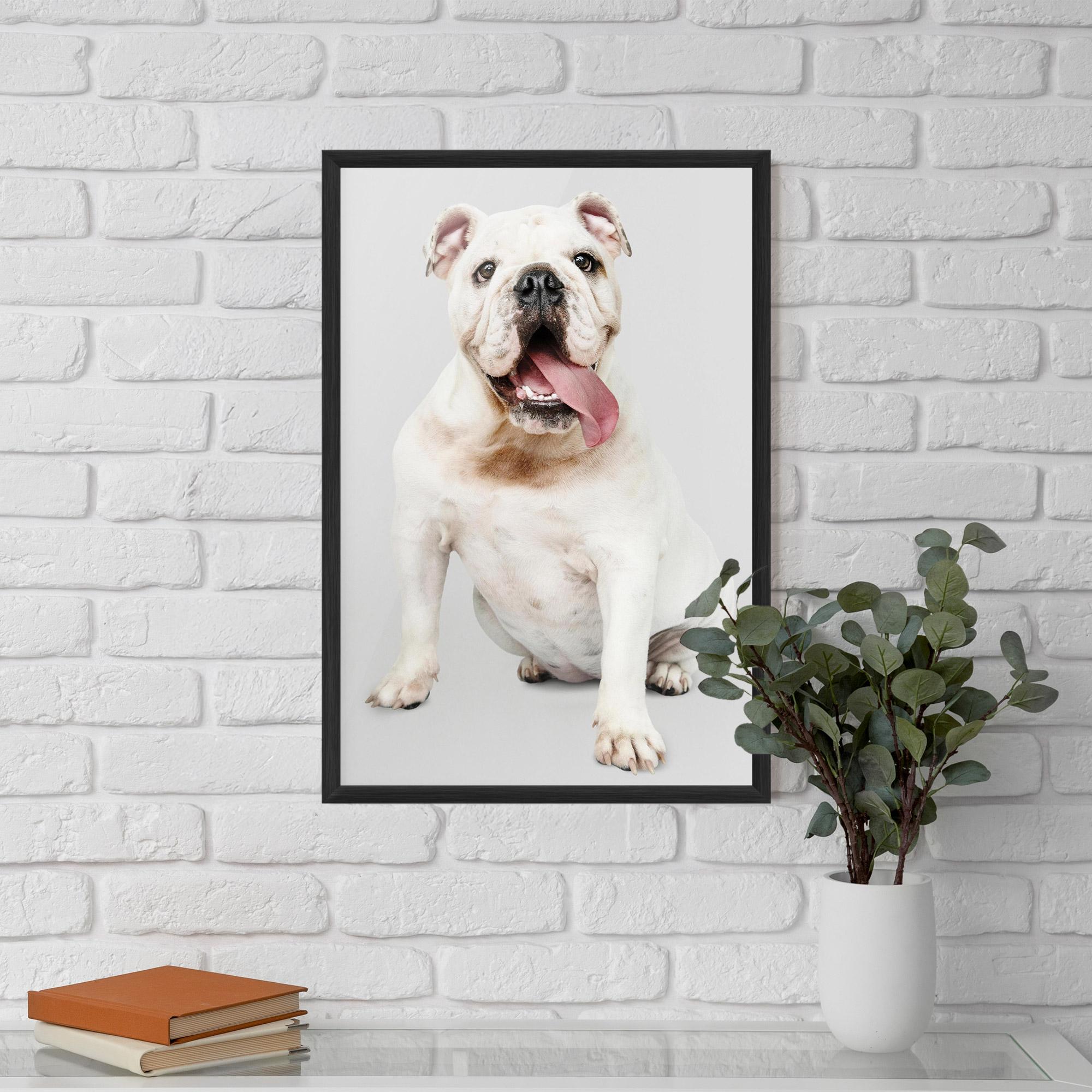 Keretezett Poszter Happy White Dog mockup 5