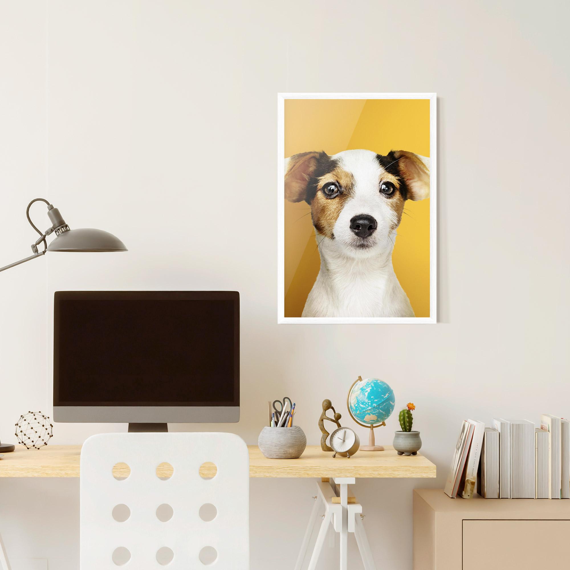 Keretezett Poszter Puppy On Yellow mockup 6