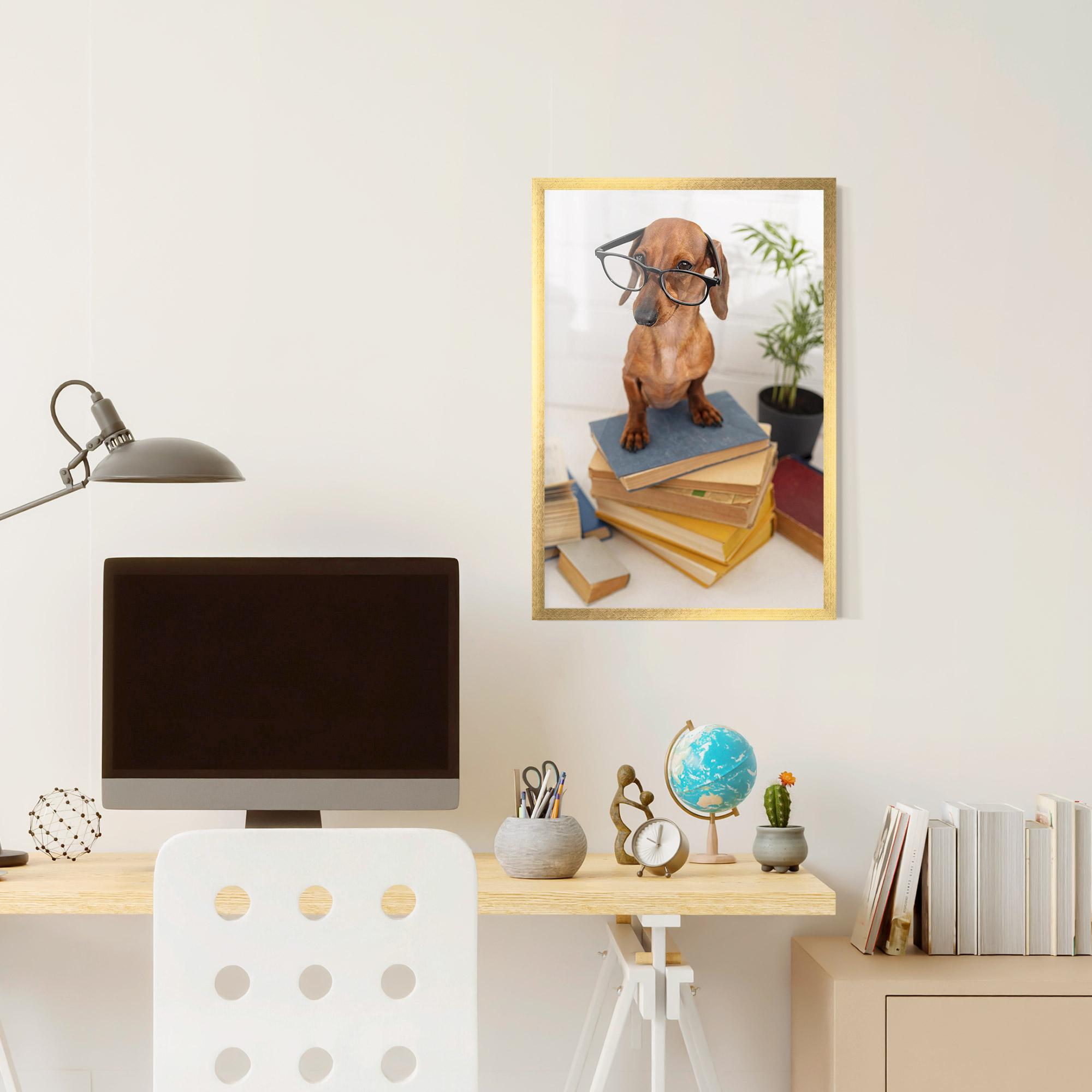 Keretezett Poszter Books Cute Dog mockup 6