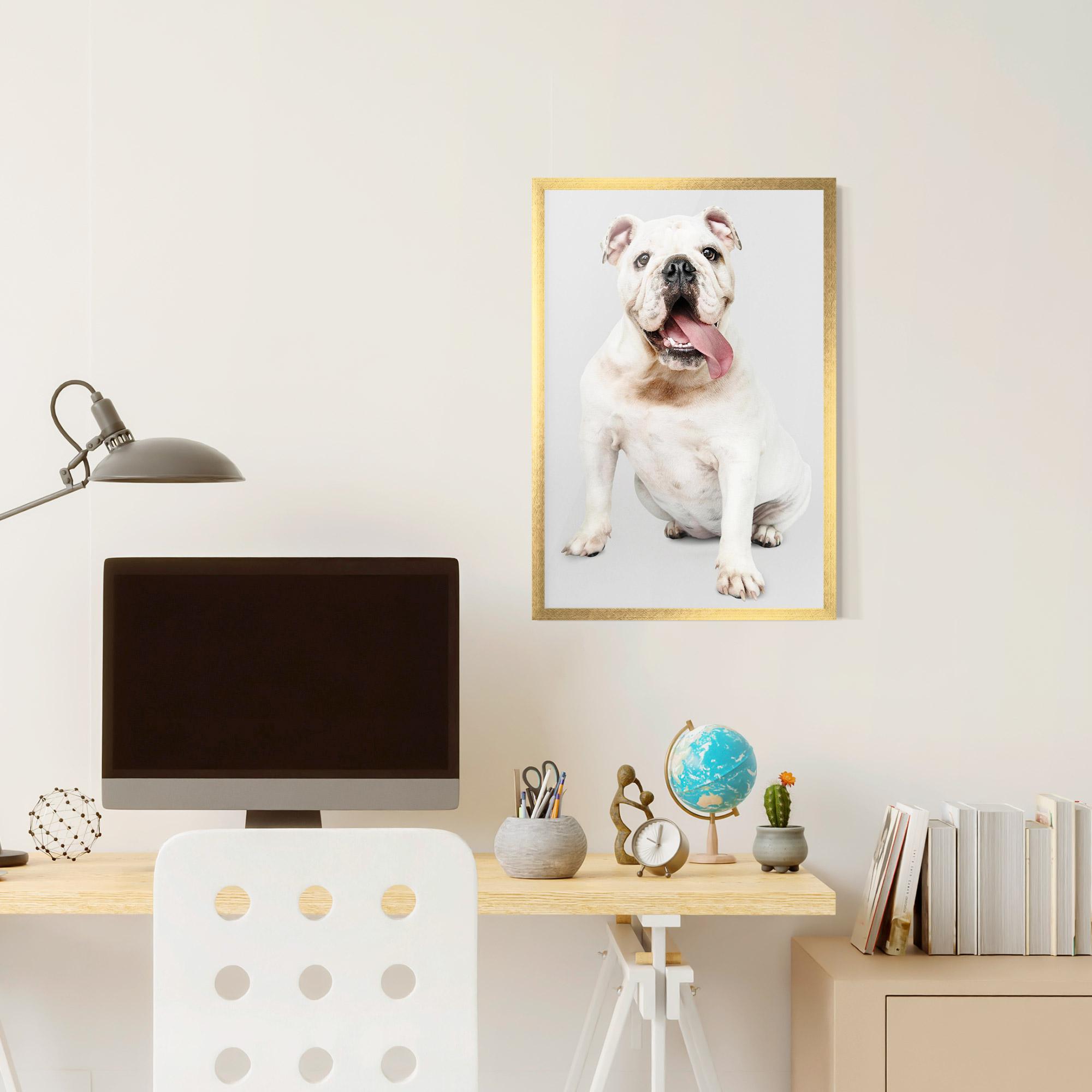 Keretezett Poszter Happy White Dog mockup 6