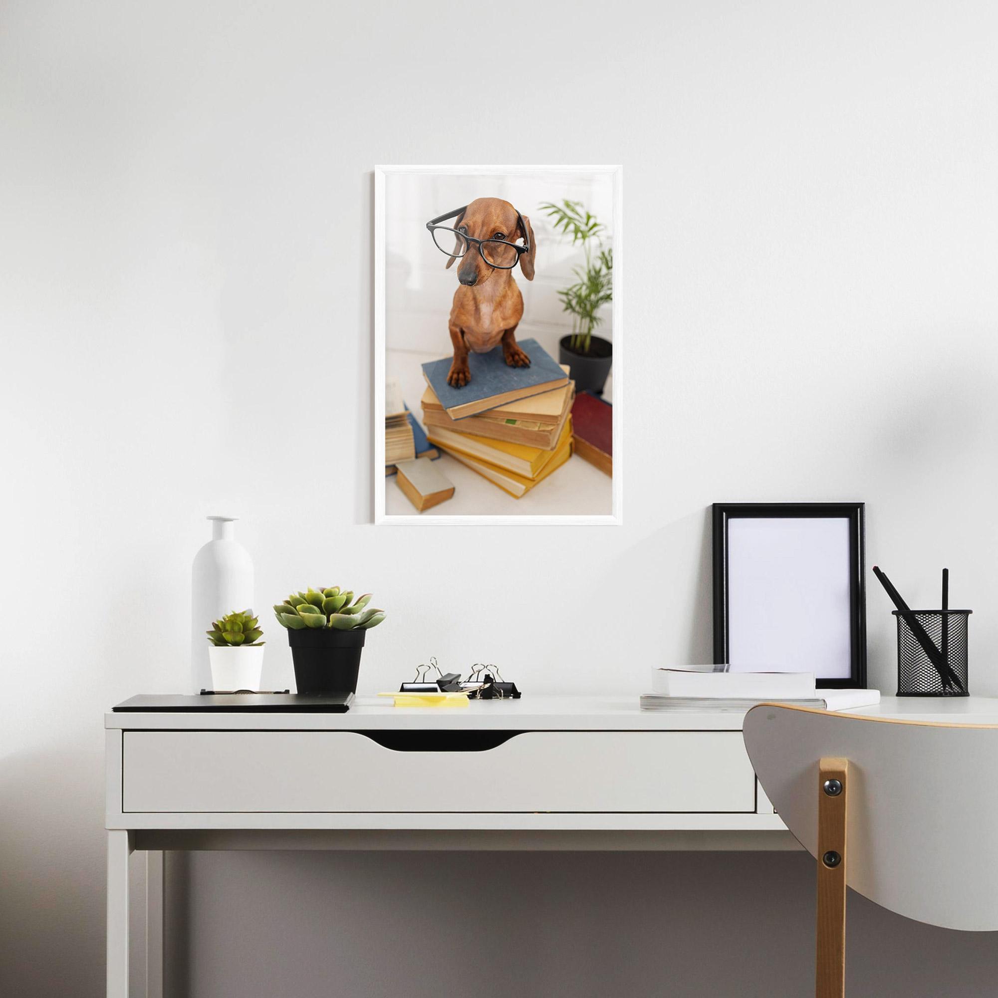 Keretezett Poszter Books Cute Dog mockup 7