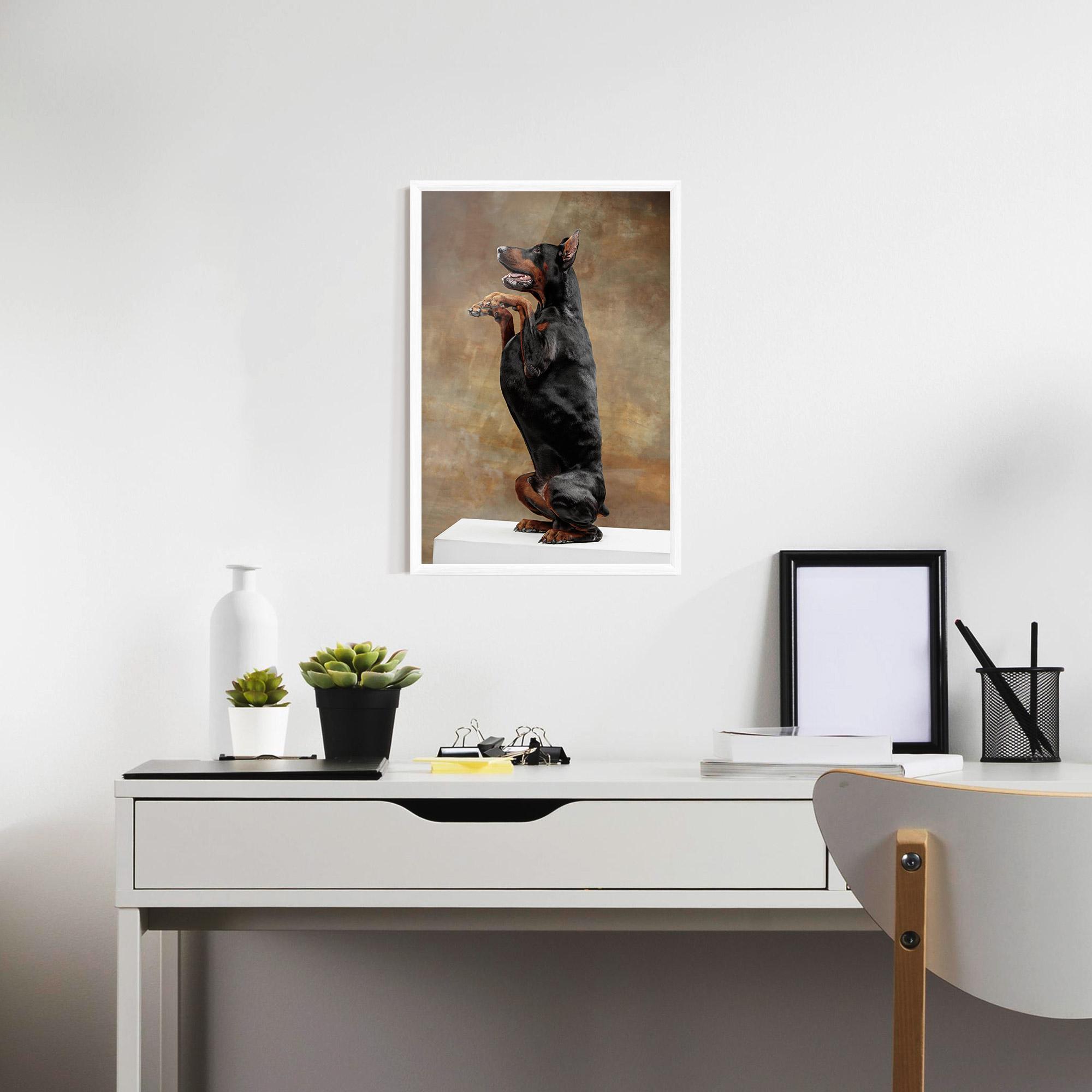 Keretezett Poszter Doberman Standing mockup 7