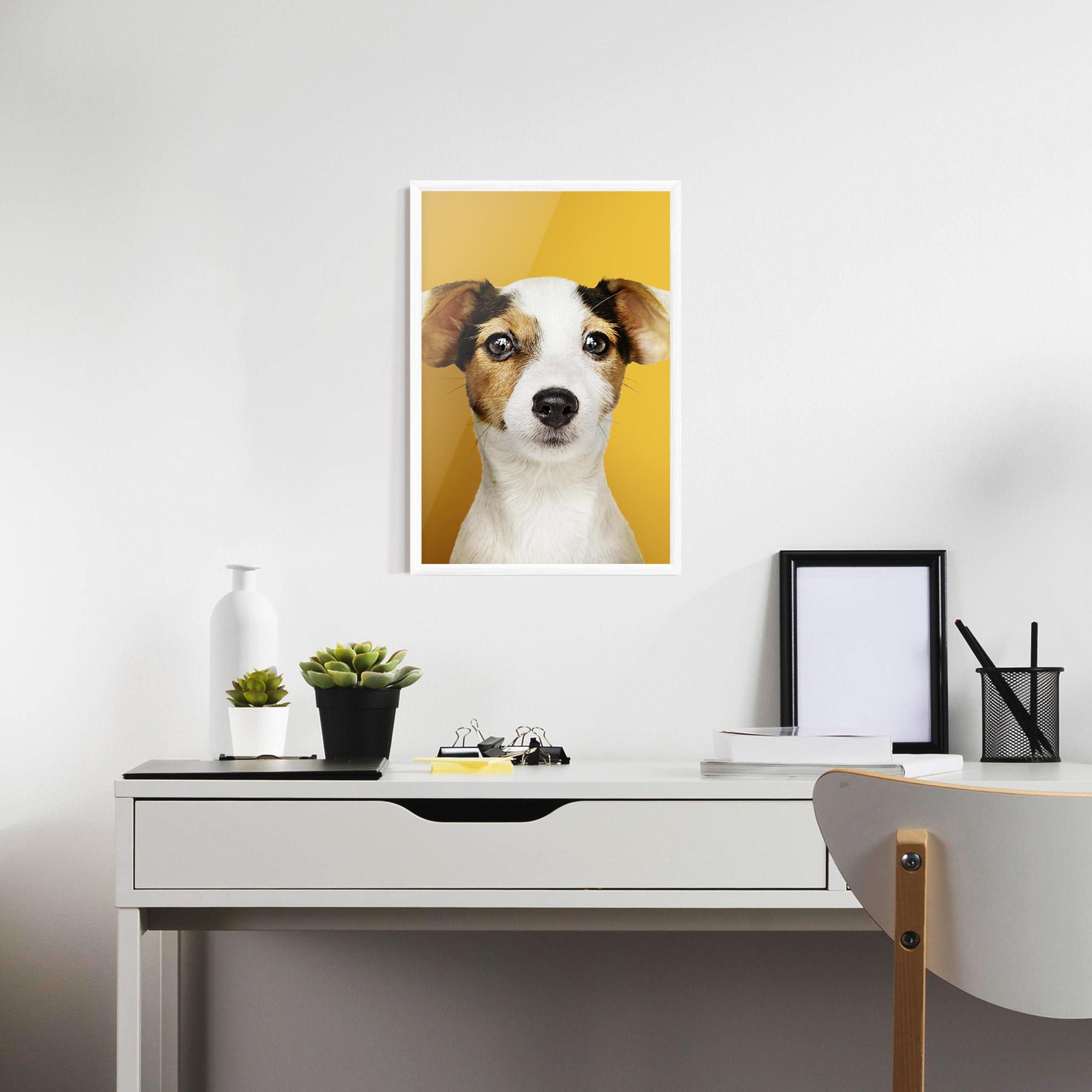 Keretezett Poszter Puppy On Yellow mockup 7