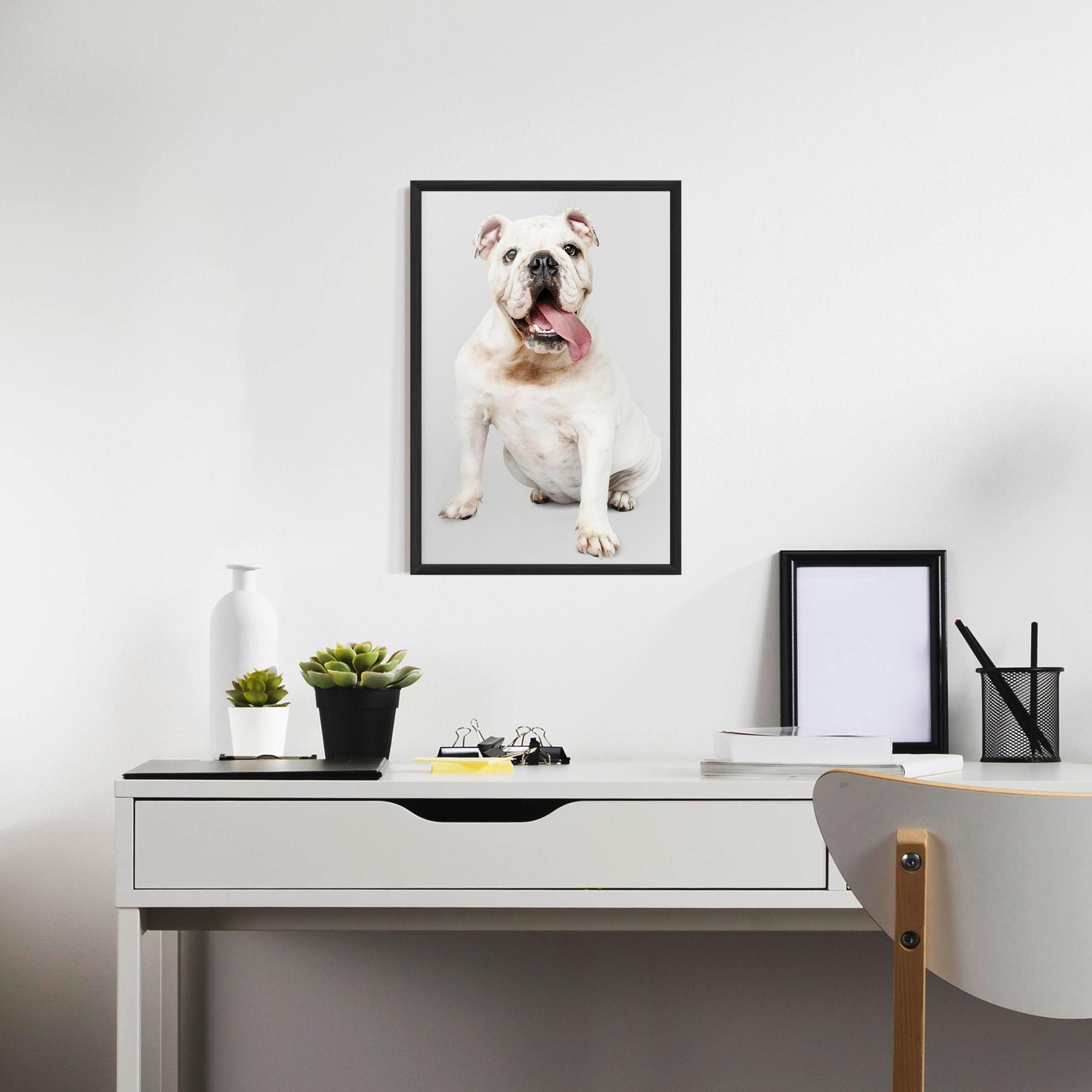Keretezett Poszter Happy White Dog mockup 7