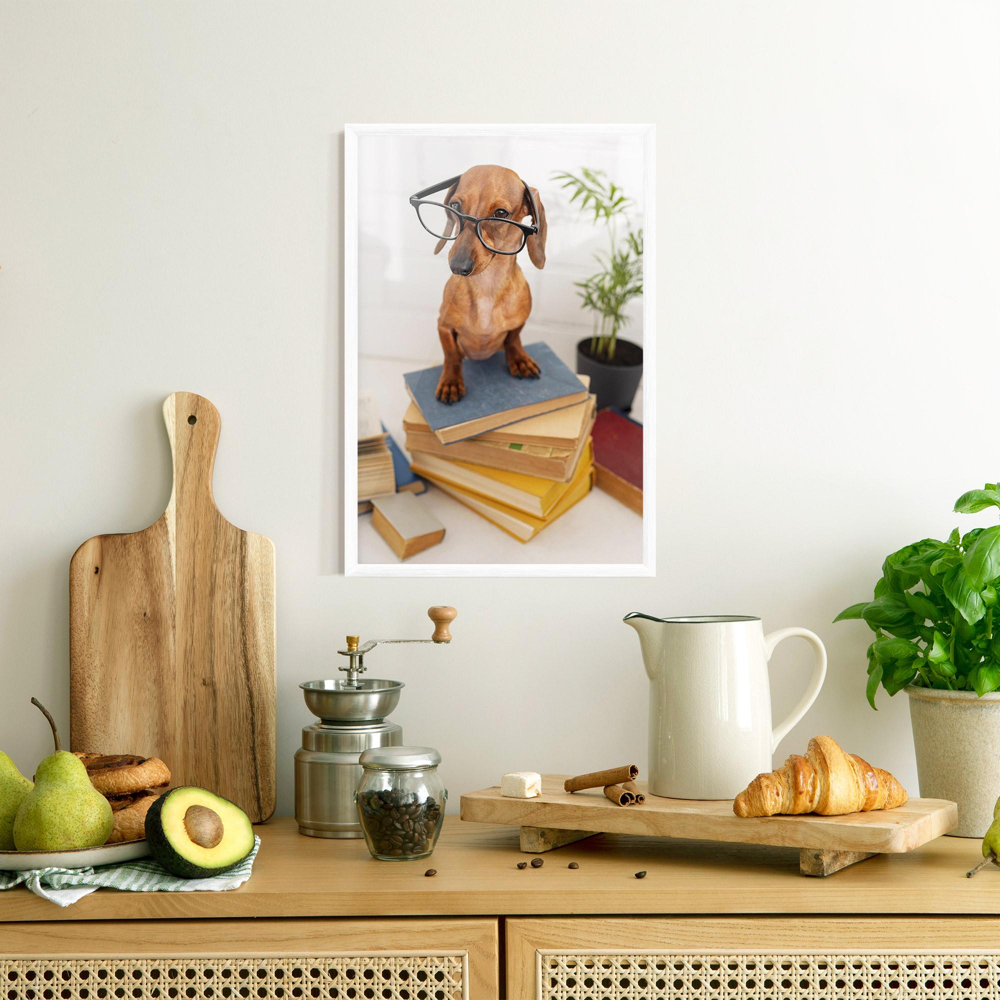 Keretezett Poszter Books Cute Dog mockup 8