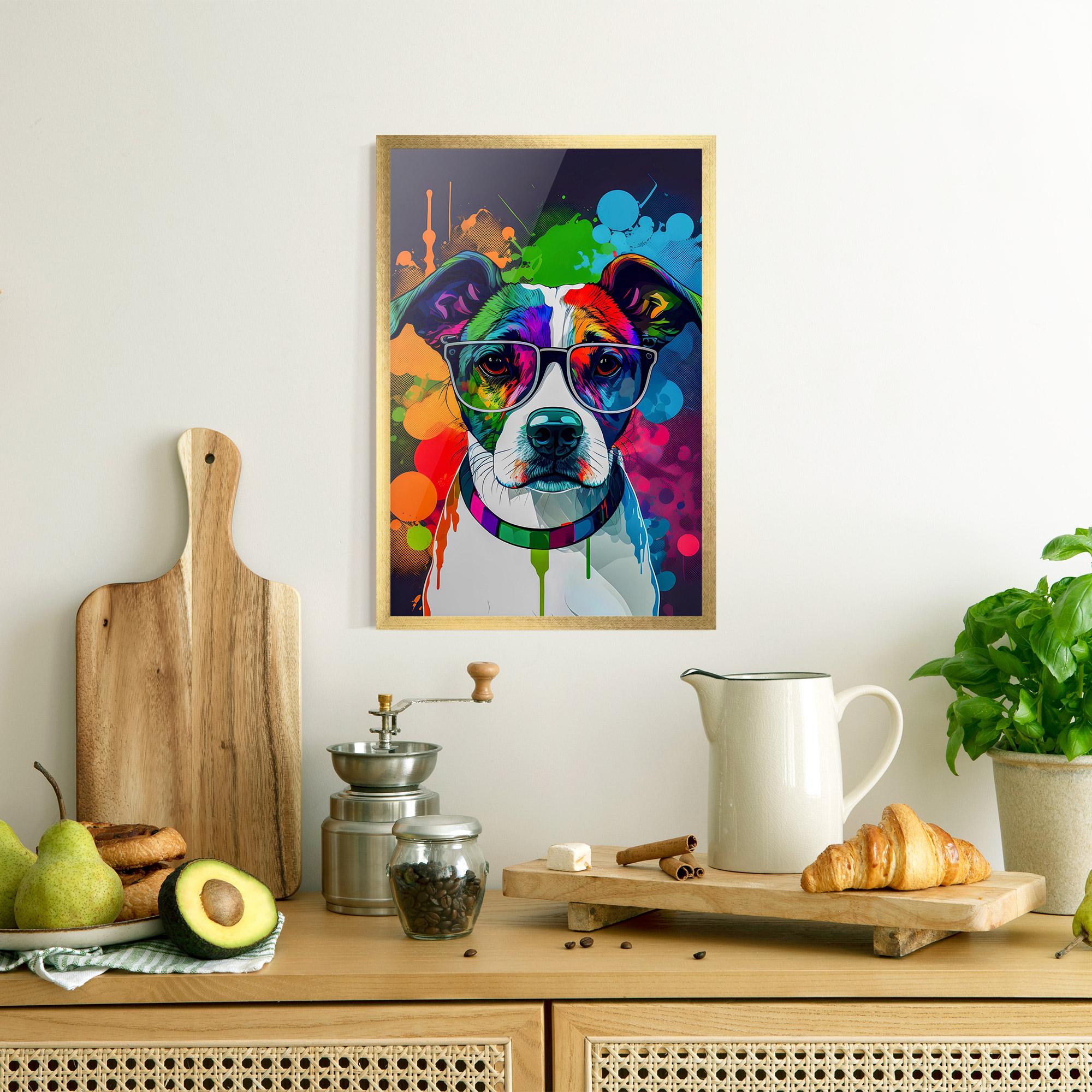 Keretezett Poszter Colorful Dog mockup 8