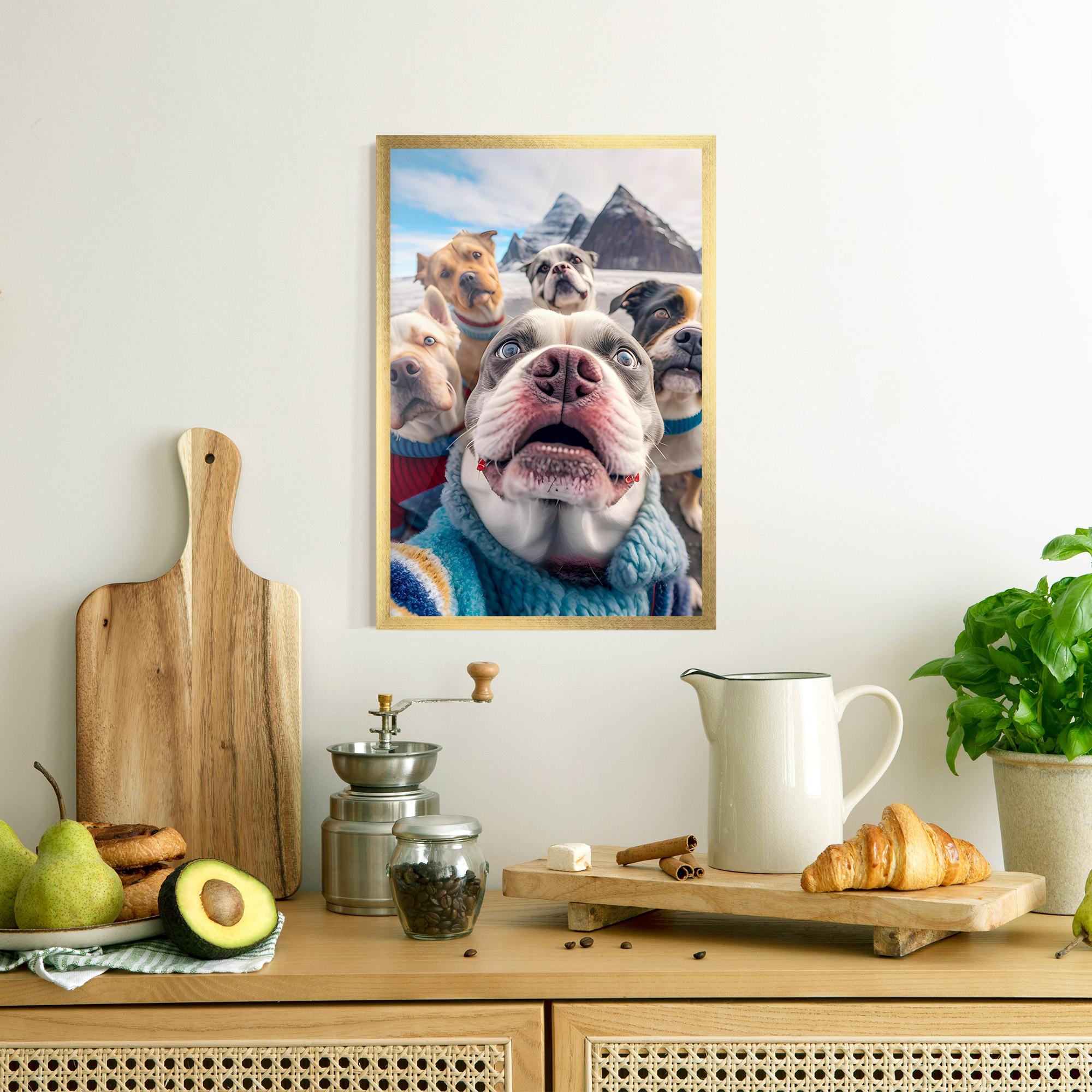 Keretezett Poszter Dogs Selfie Group mockup 8