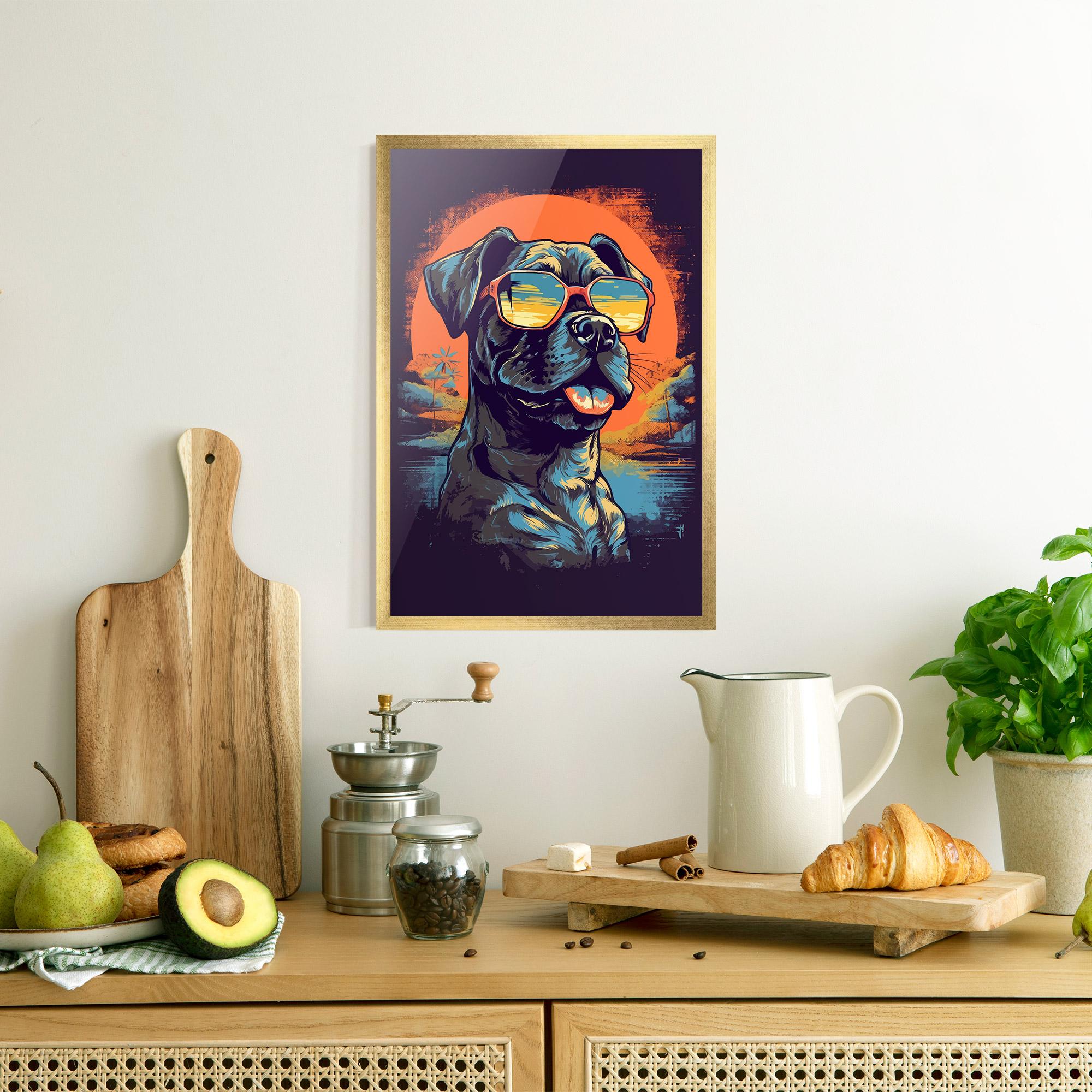 Keretezett Poszter Sunset Dog mockup 8