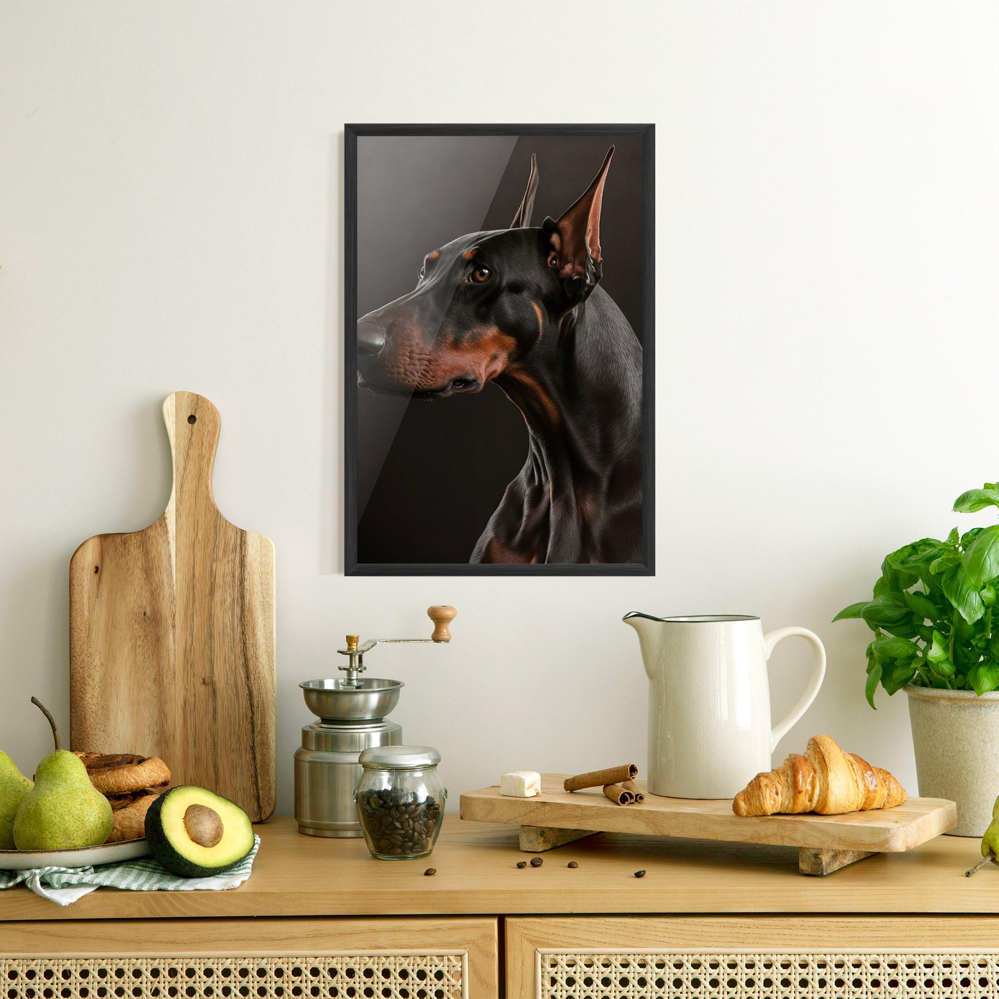 Keretezett Poszter Doberman Dog Portrait mockup 8