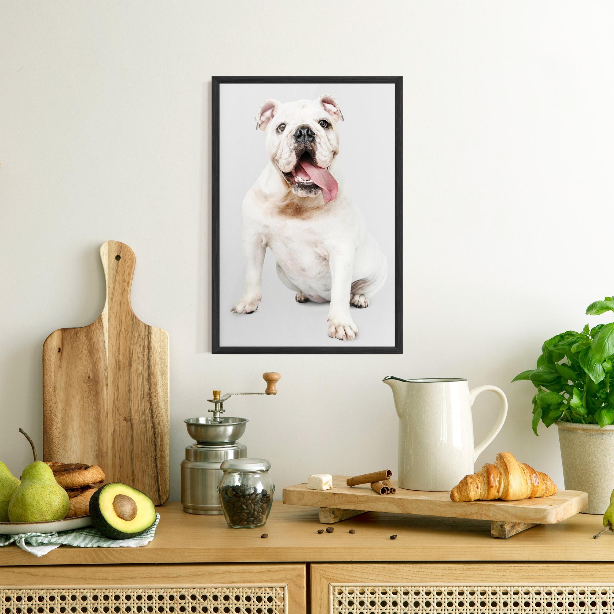 Keretezett Poszter Happy White Dog mockup 8
