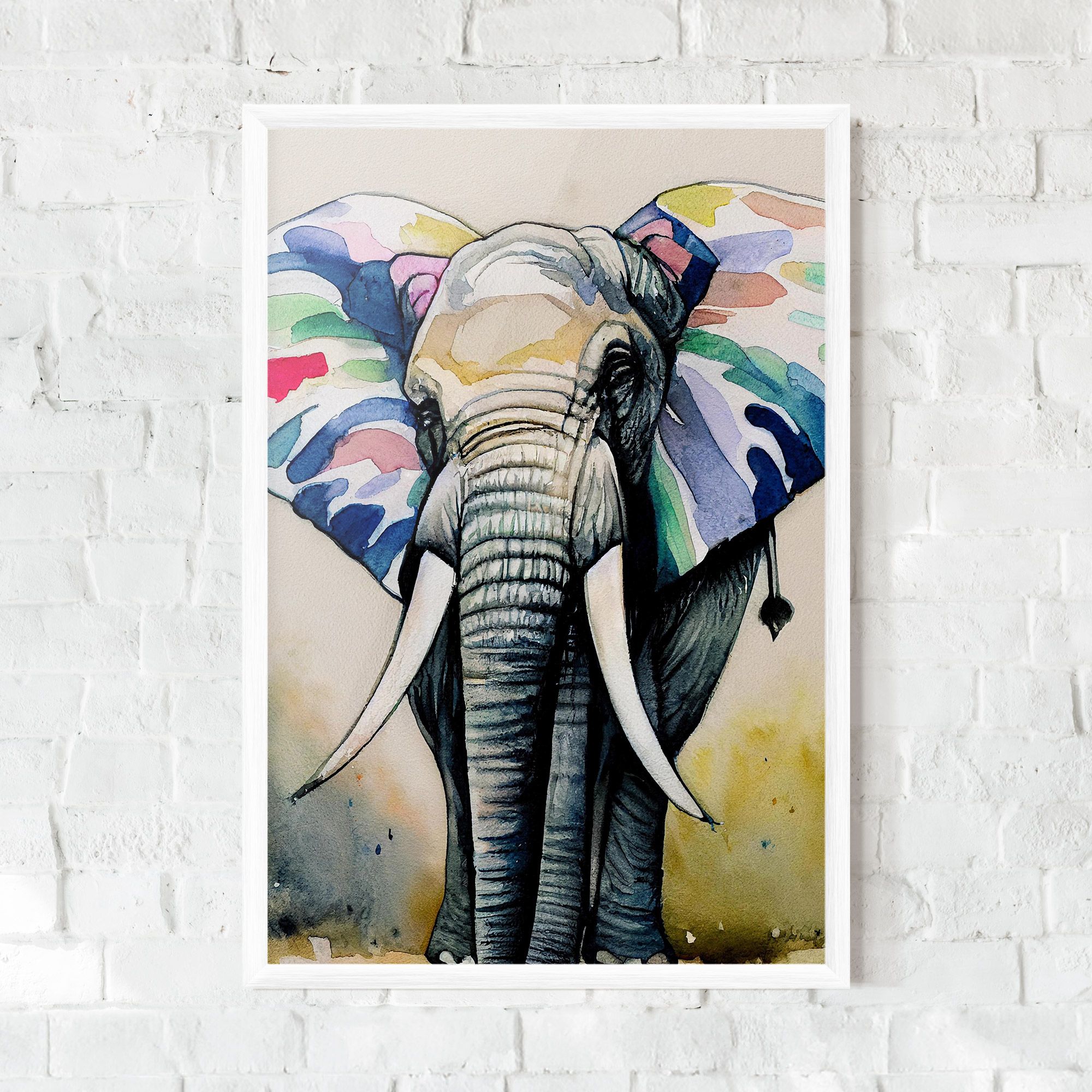 Watercolor Elephant Art mockup 0
