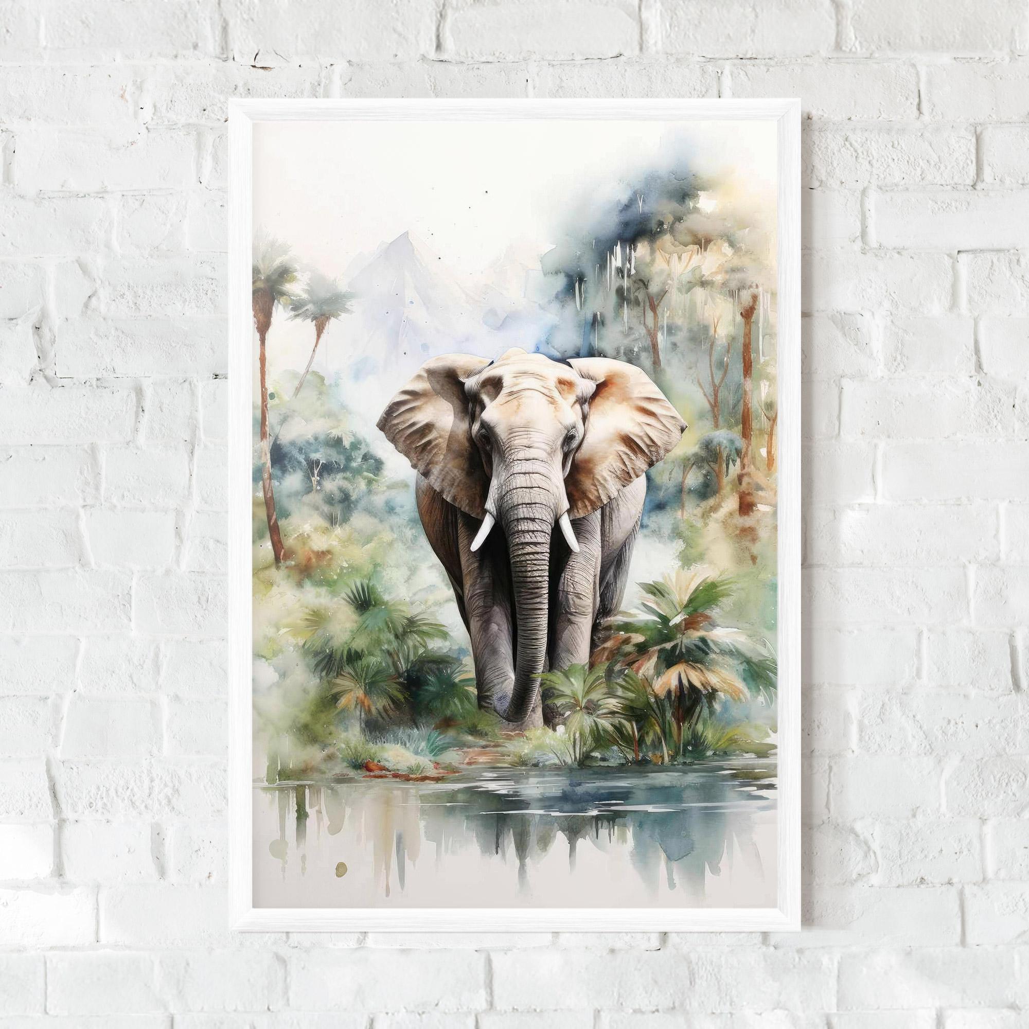 Keretezett Poszter Wild Watercolor Elephant mockup 0