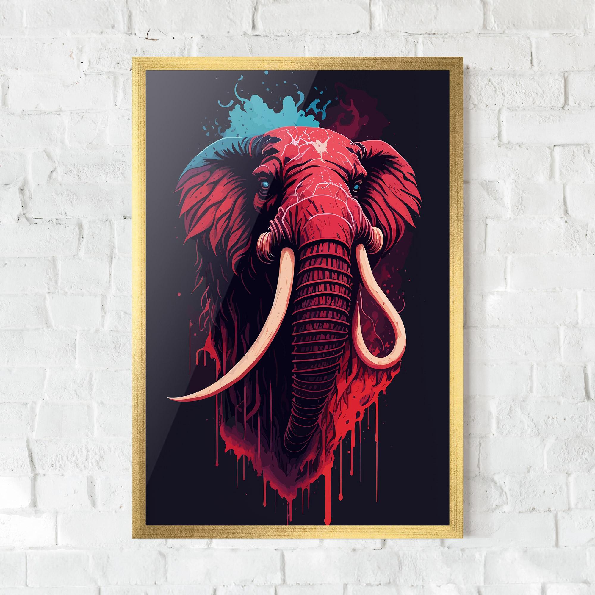 Keretezett Poszter Blue Red Elephant mockup 0