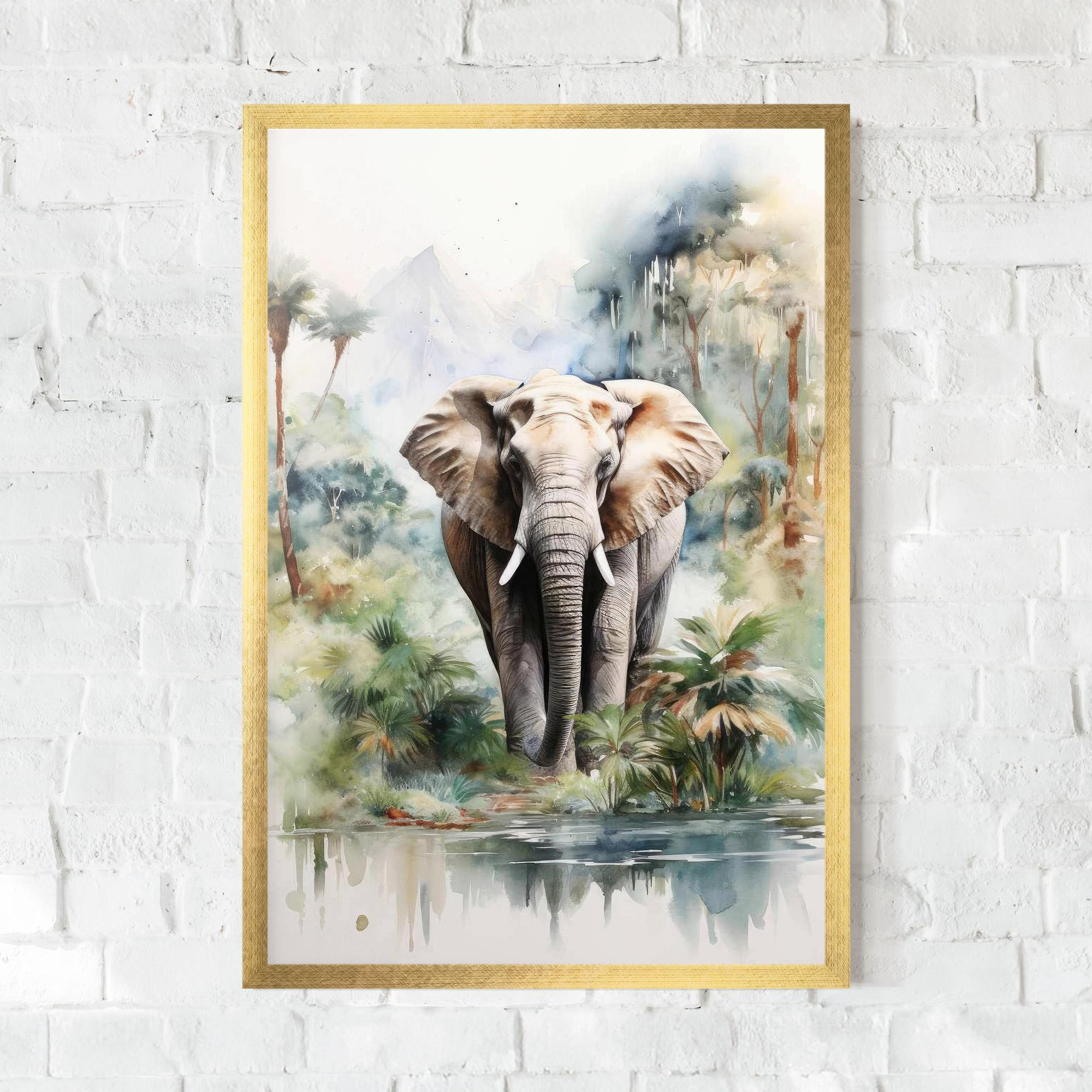 Keretezett Poszter Wild Watercolor Elephant mockup 0