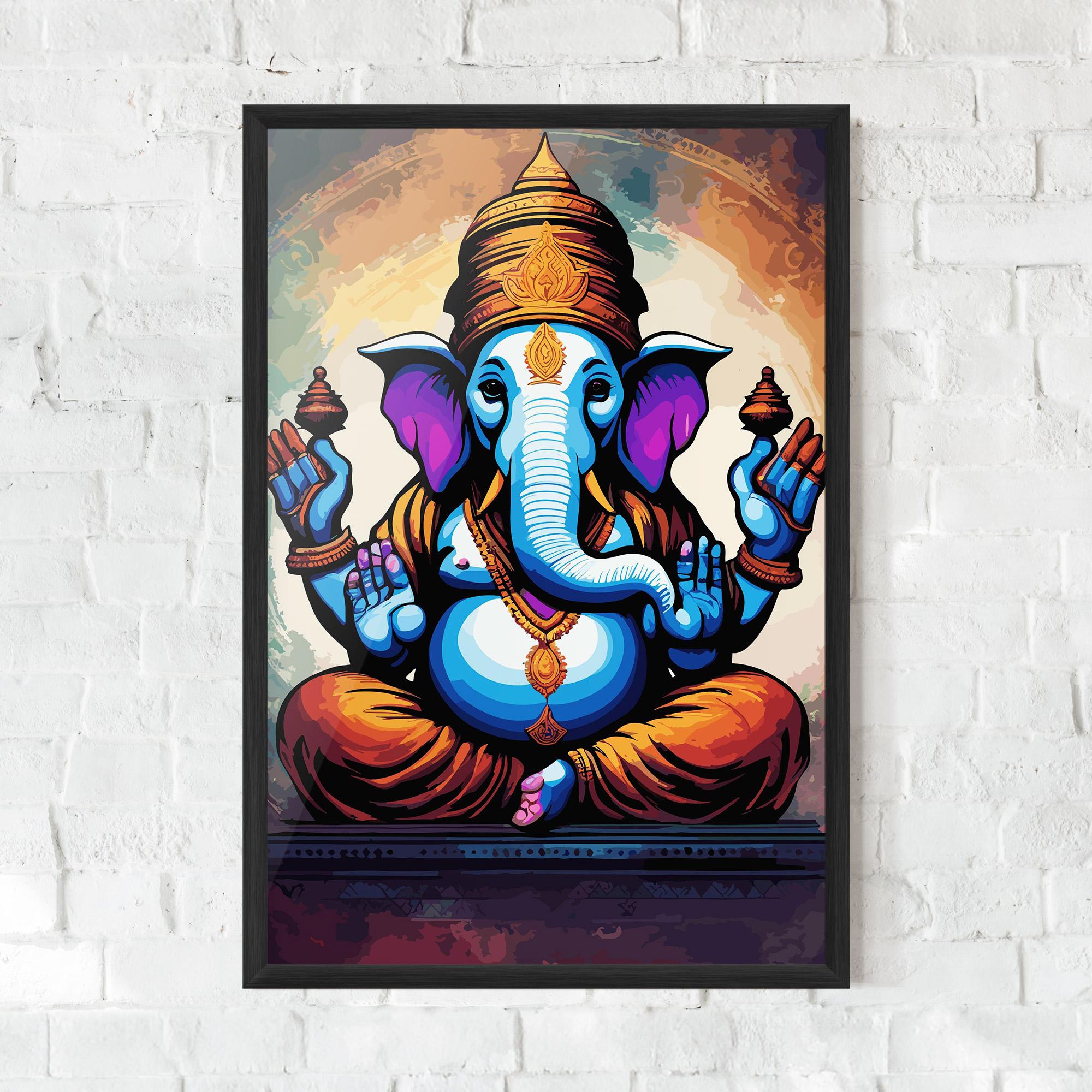 Keretezett Poszter Ganesh Colorful mockup 0
