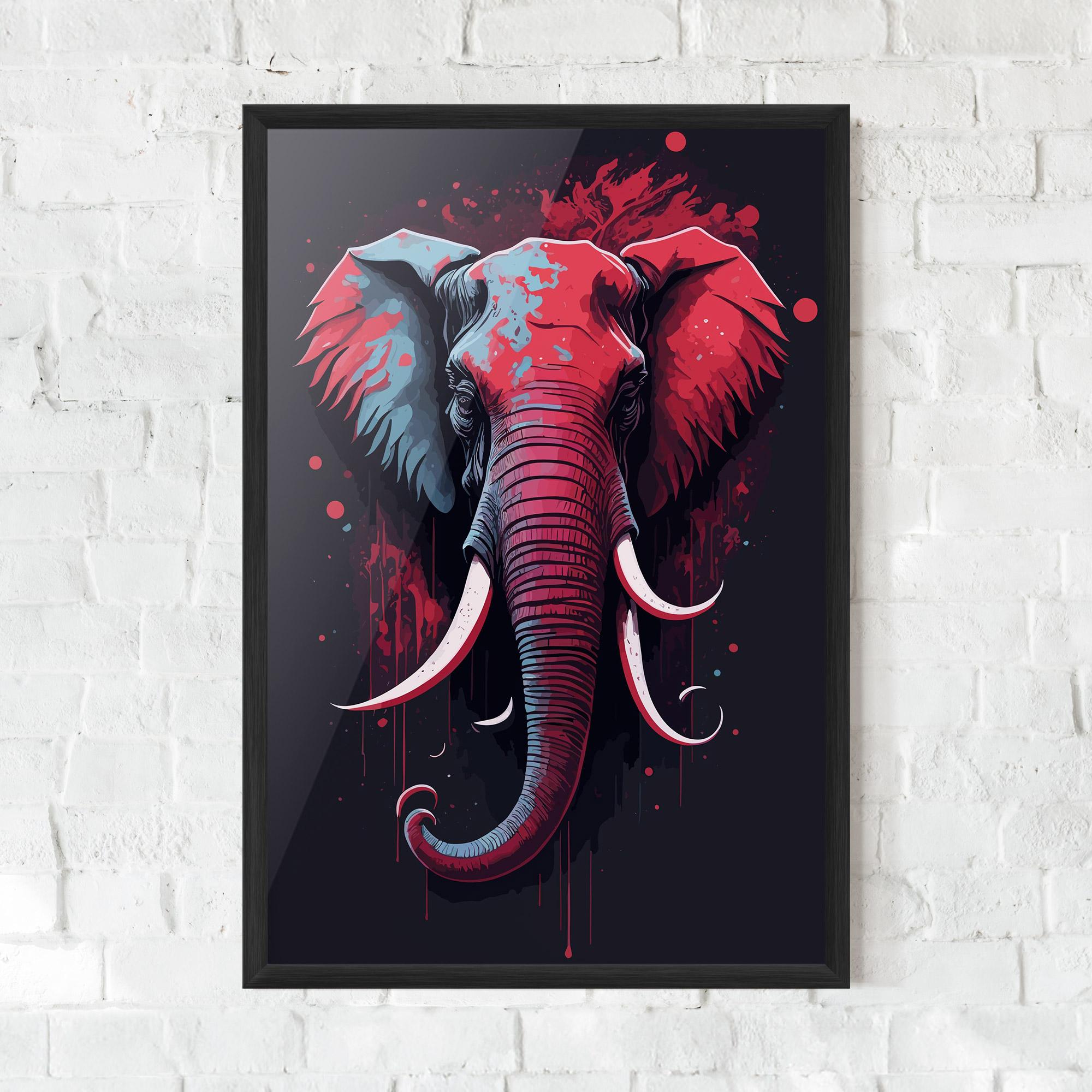 Keretezett Poszter Red Blue Elephant mockup 0