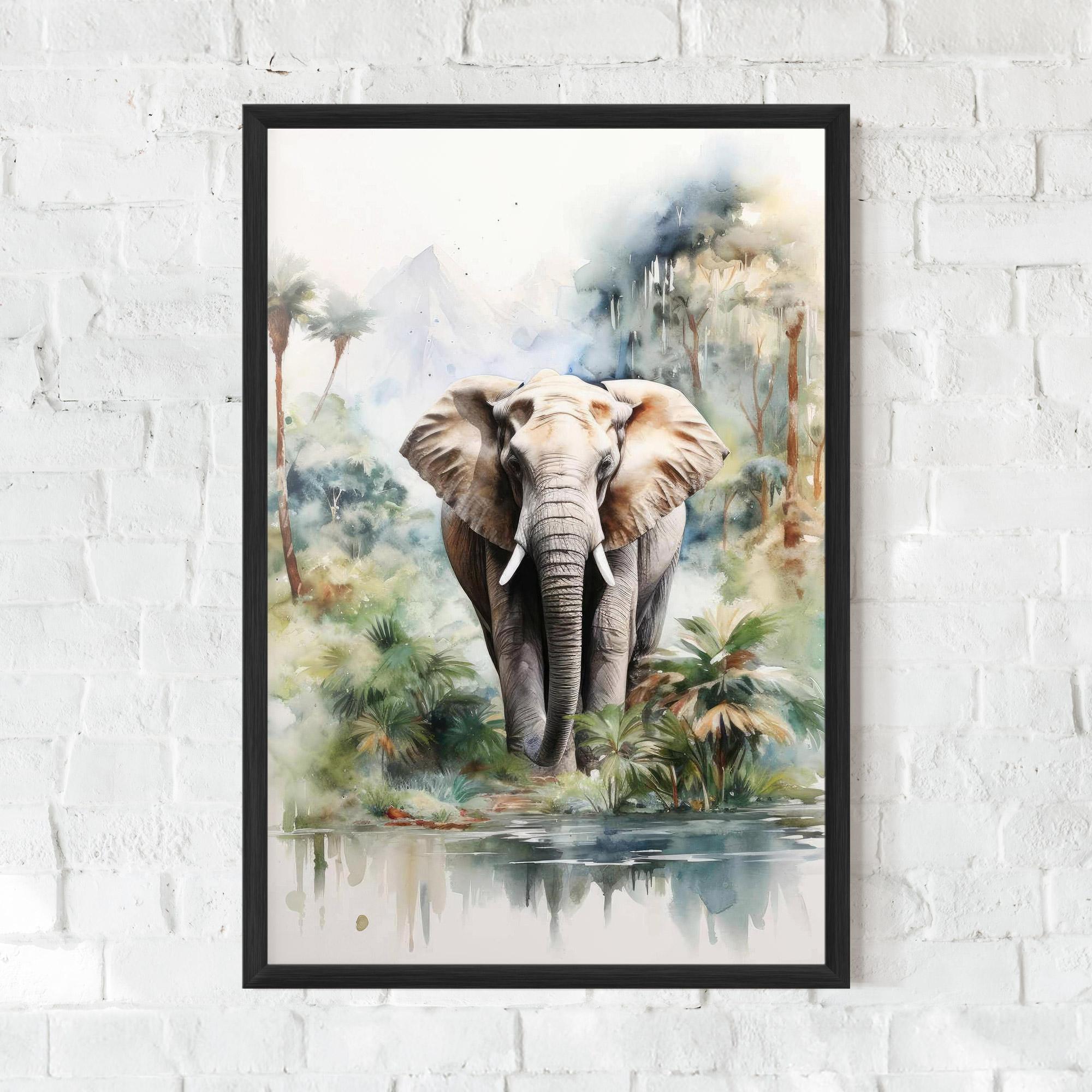 Keretezett Poszter Wild Watercolor Elephant mockup 0