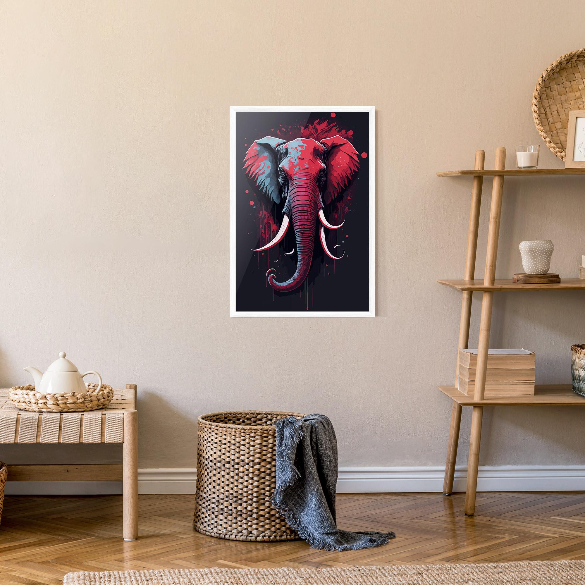 Keretezett Poszter Red Blue Elephant mockup 9