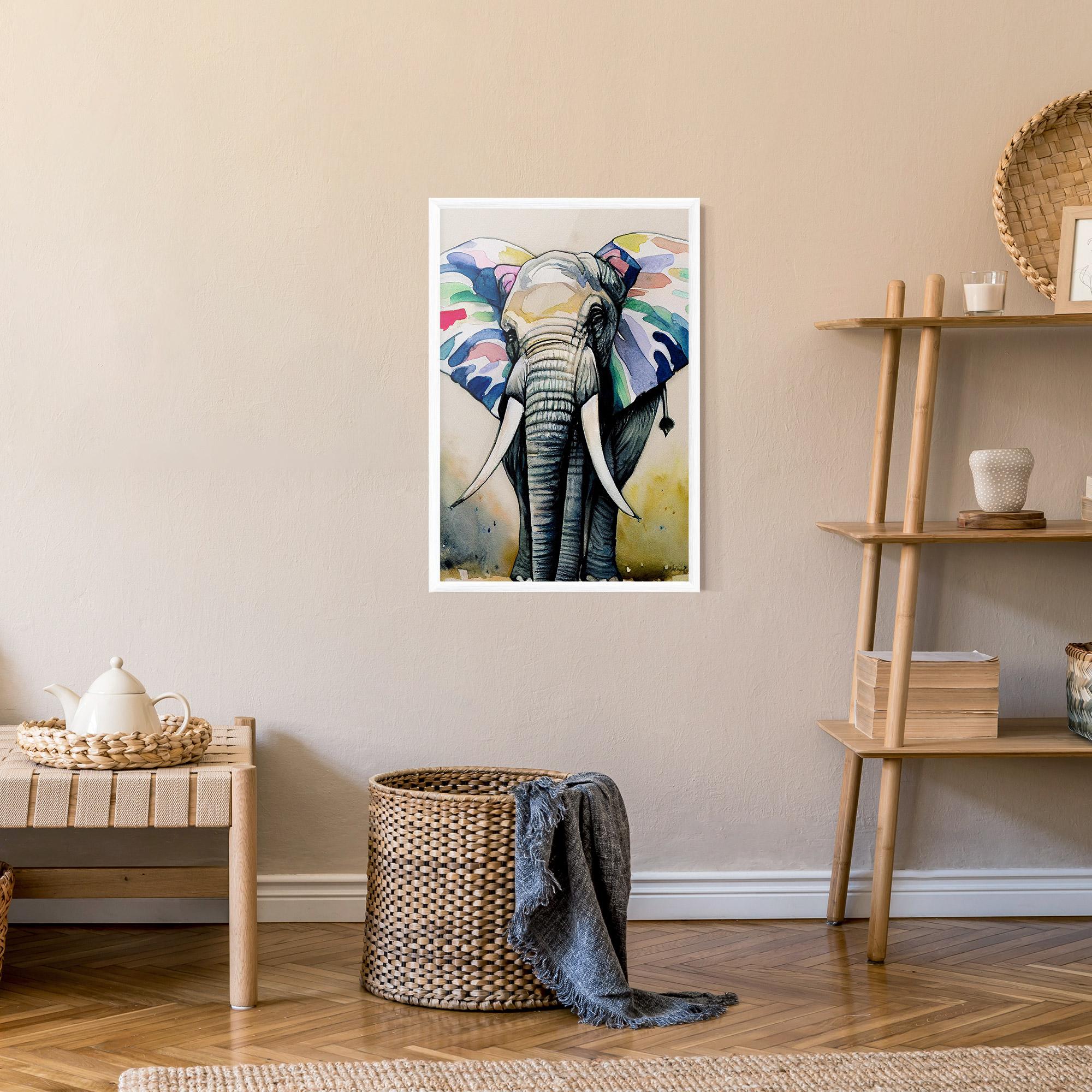 Keretezett Poszter Watercolor Elephant Art mockup 9