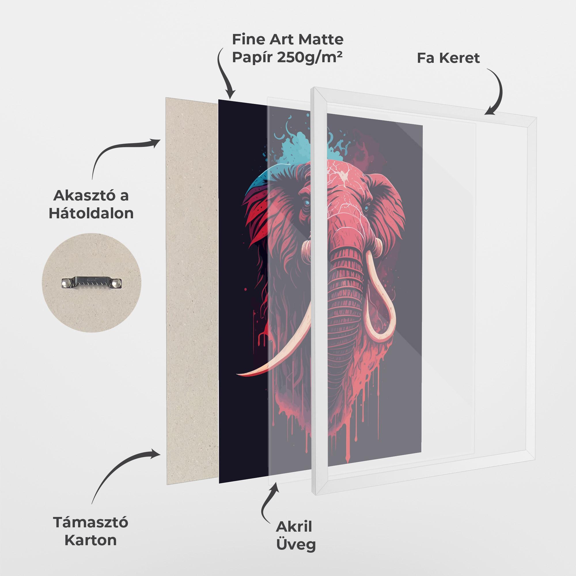 Keretezett Poszter Blue Red Elephant mockup 1
