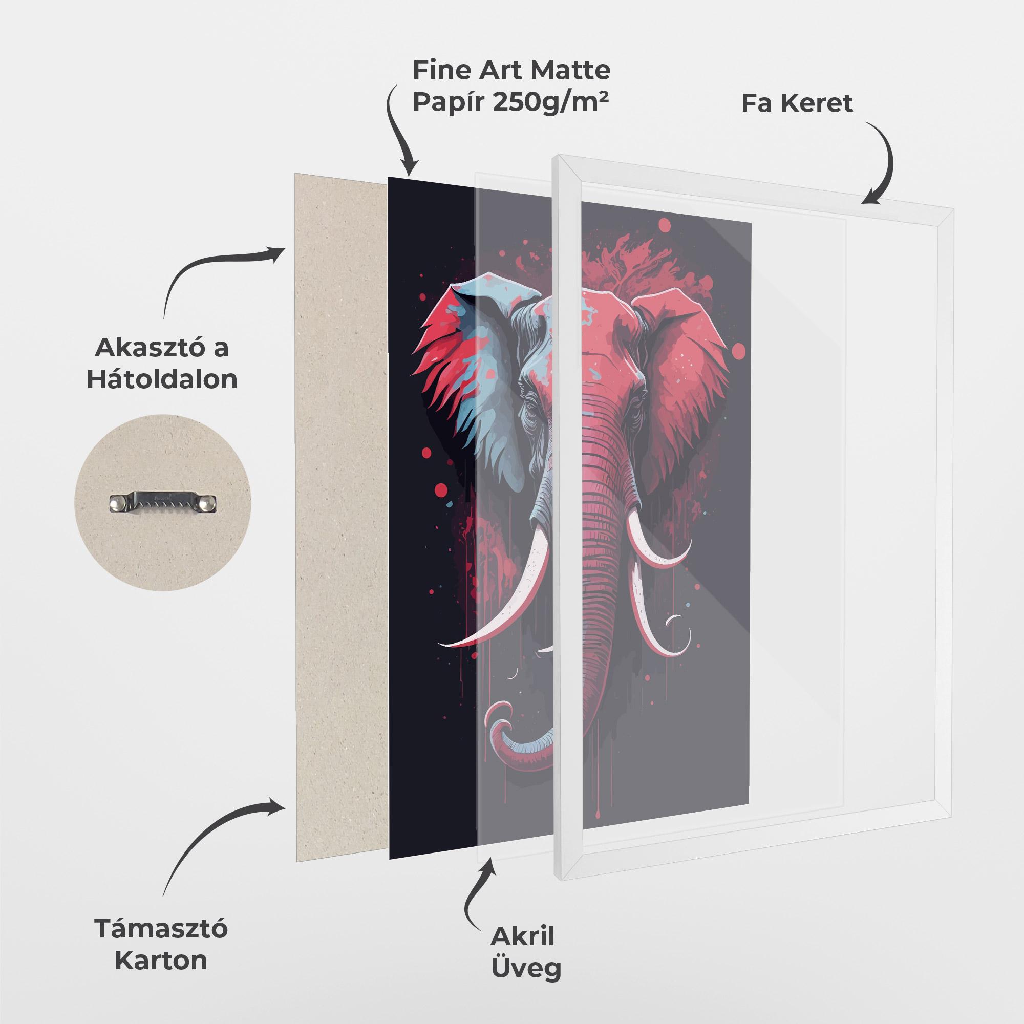 Keretezett Poszter Red Blue Elephant mockup 1