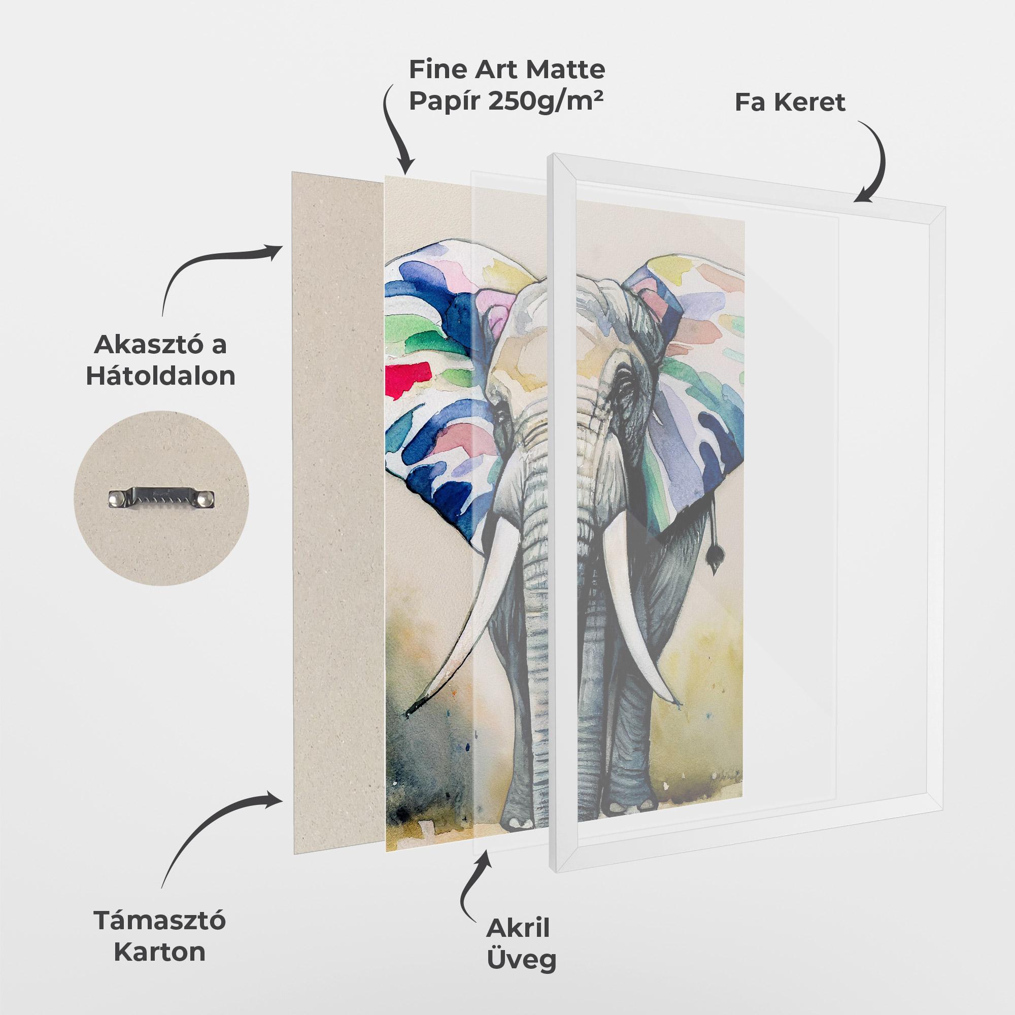 Keretezett Poszter Watercolor Elephant Art mockup 1