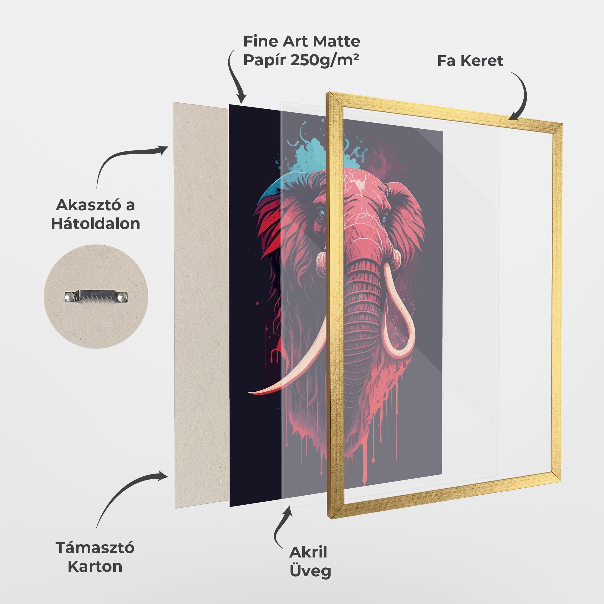 Keretezett Poszter Blue Red Elephant mockup 1