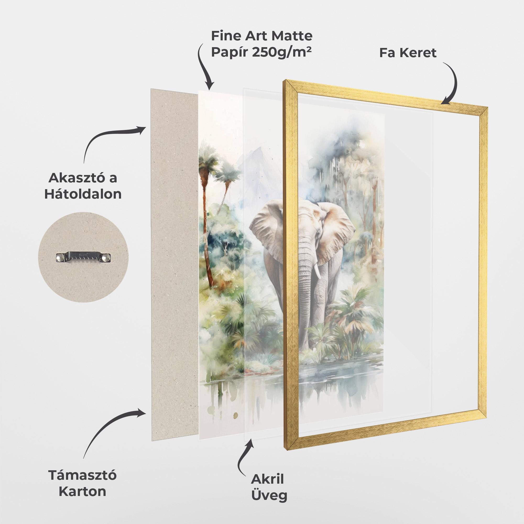 Keretezett Poszter Wild Watercolor Elephant mockup 1