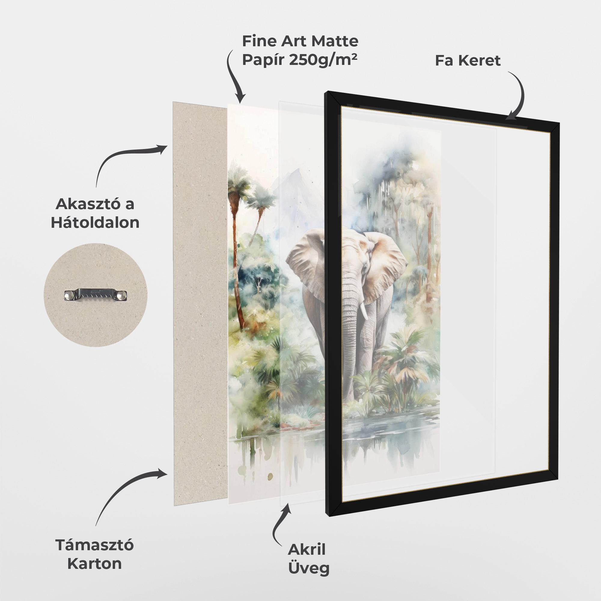 Keretezett Poszter Wild Watercolor Elephant mockup 1