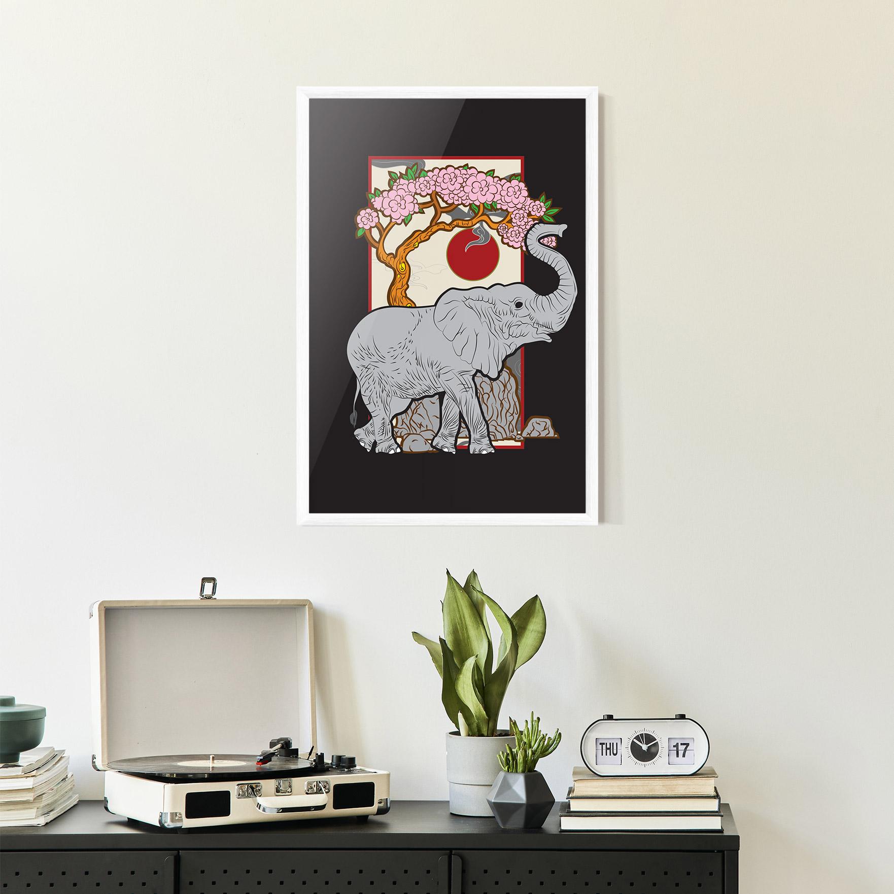 Keretezett Poszter Three Elephant mockup 2