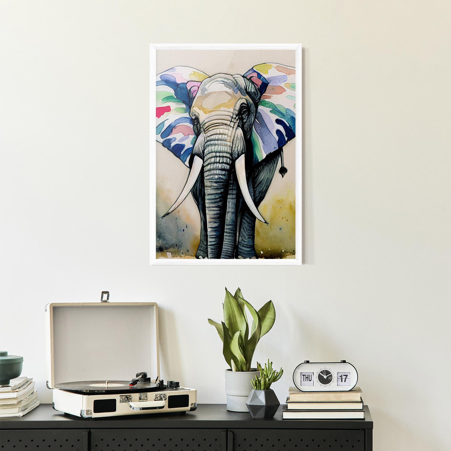 Keretezett Poszter Watercolor Elephant Art mockup 2