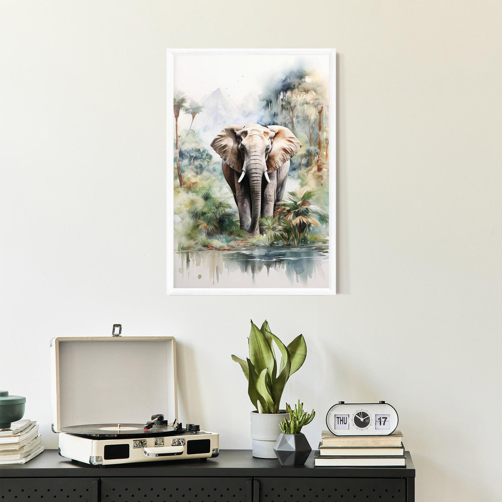 Keretezett Poszter Wild Watercolor Elephant mockup 2