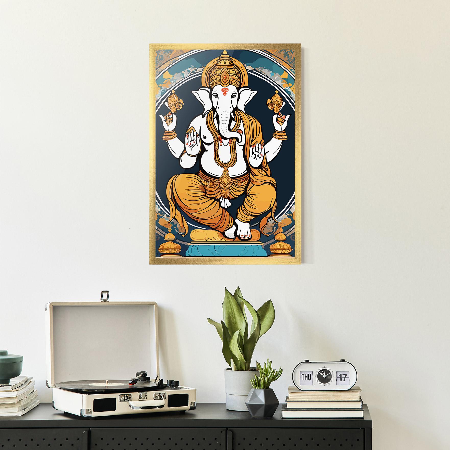 Keretezett Poszter Gold Ganpati mockup 2