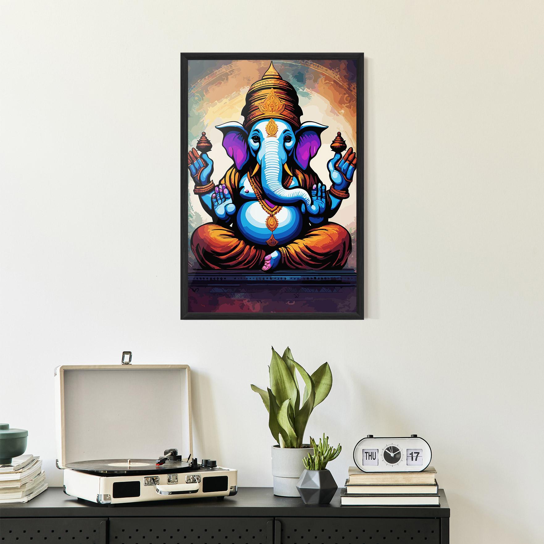 Keretezett Poszter Ganesh Colorful mockup 2