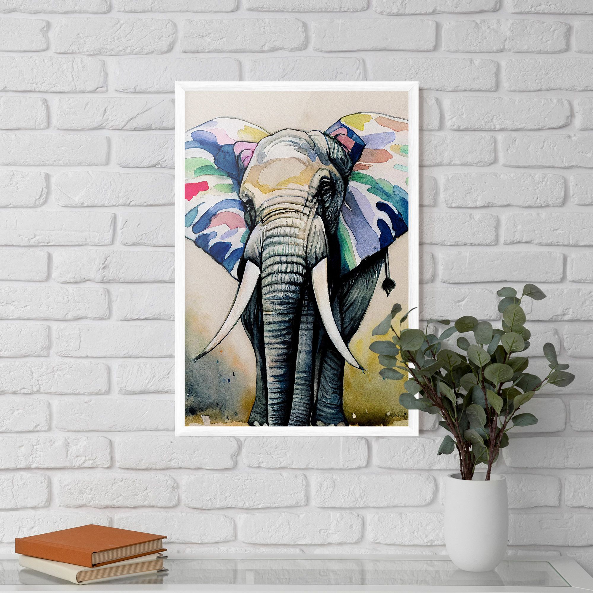 Watercolor Elephant Art mockup 5