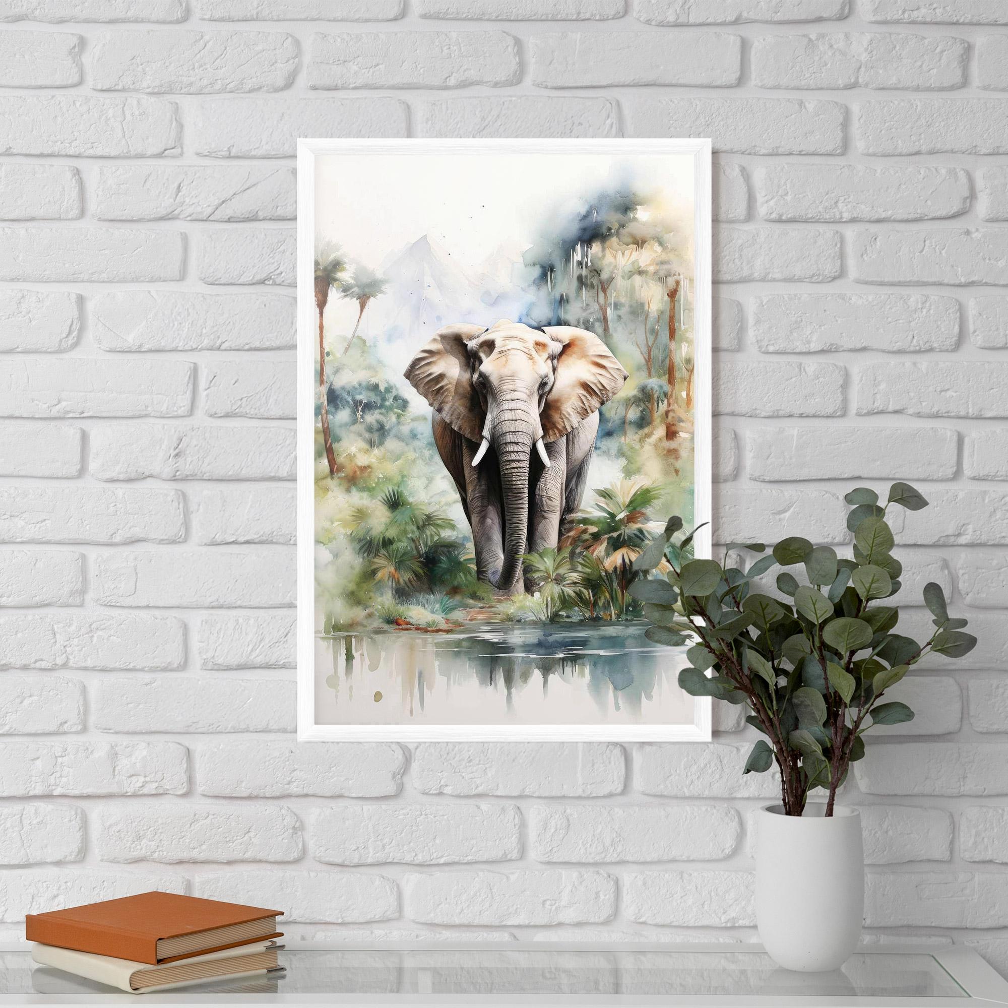 Keretezett Poszter Wild Watercolor Elephant mockup 5