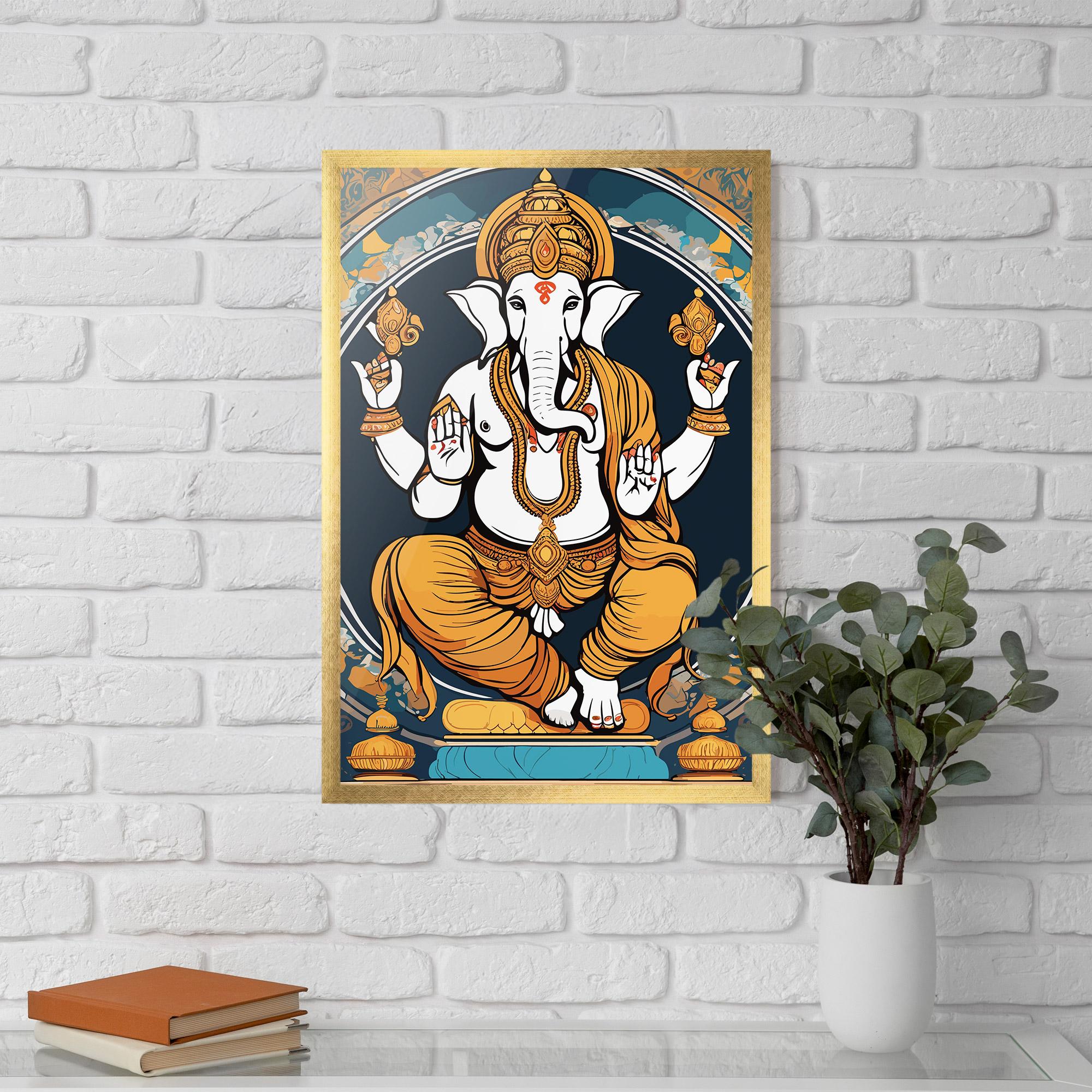 Keretezett Poszter Gold Ganpati mockup 5