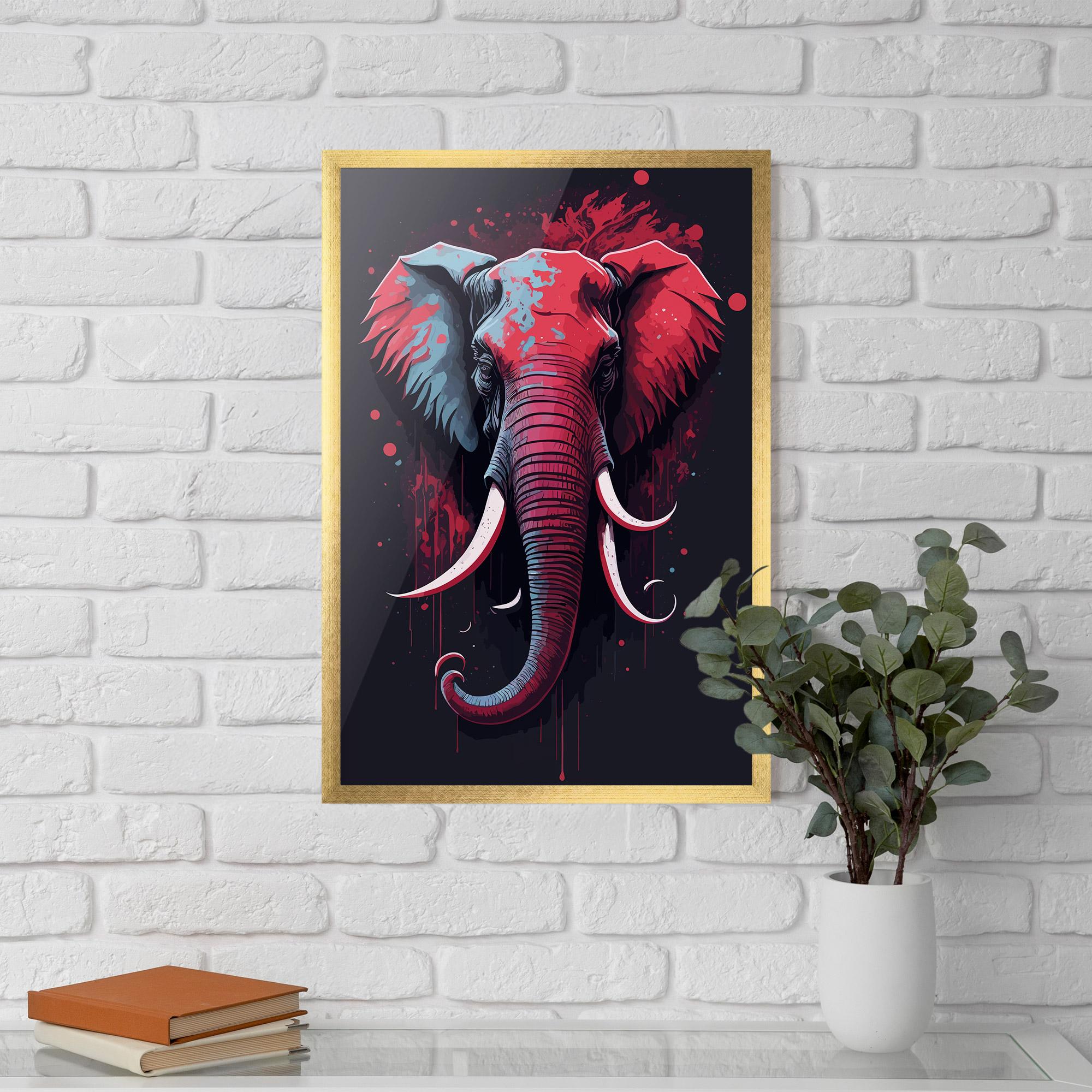 Keretezett Poszter Red Blue Elephant mockup 5