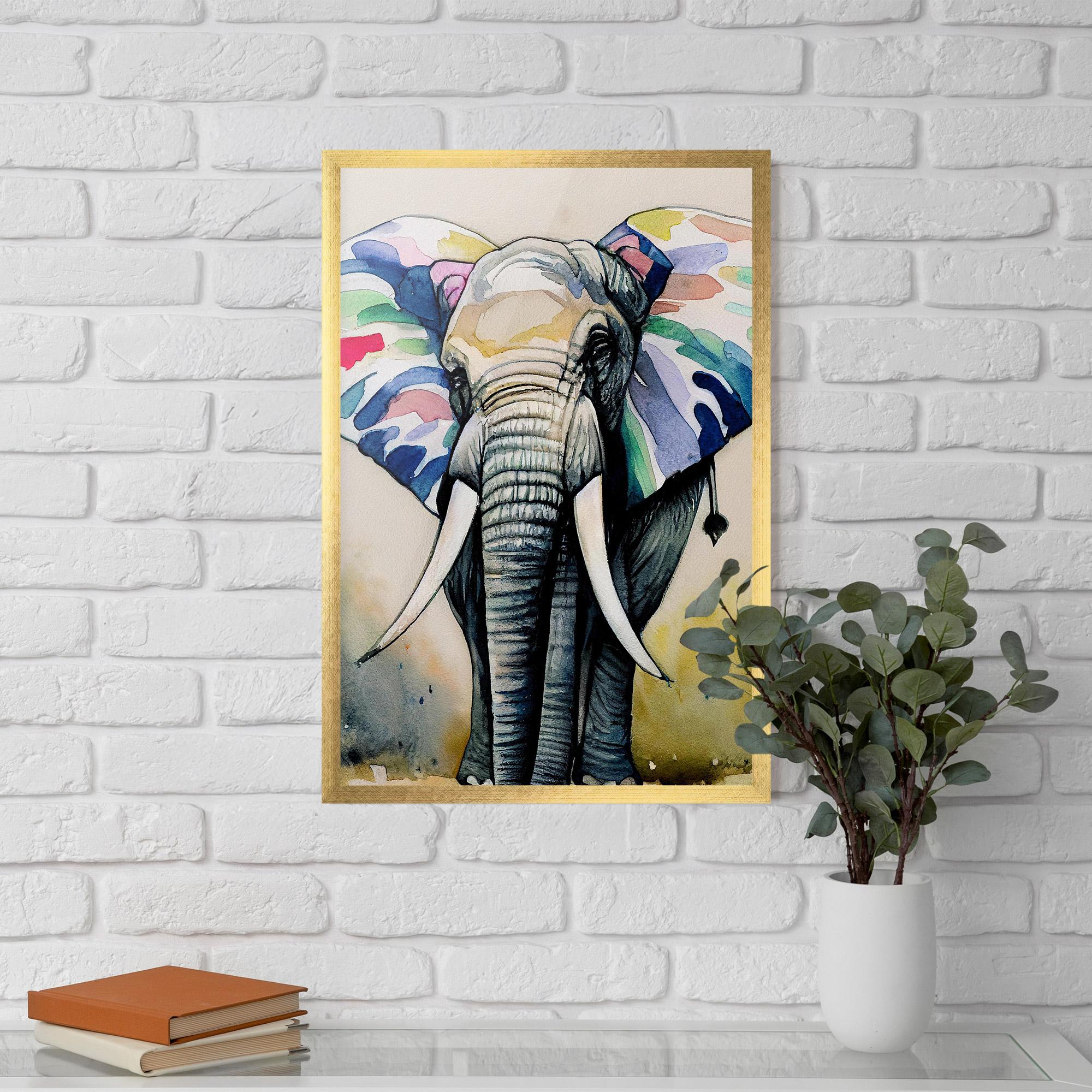 Keretezett Poszter Watercolor Elephant Art mockup 5