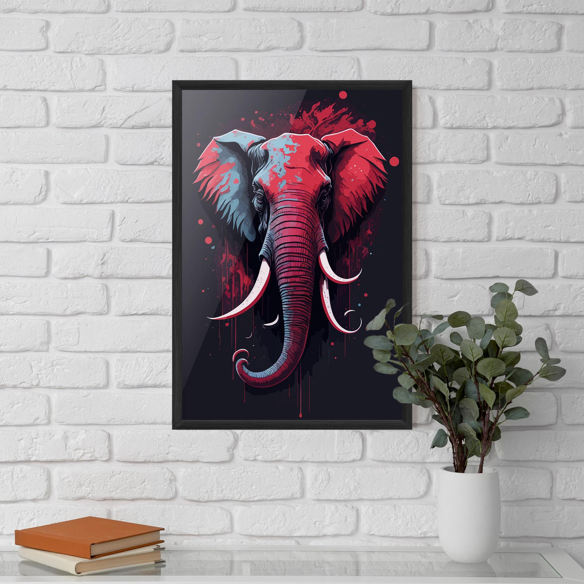 Keretezett Poszter Red Blue Elephant mockup 5