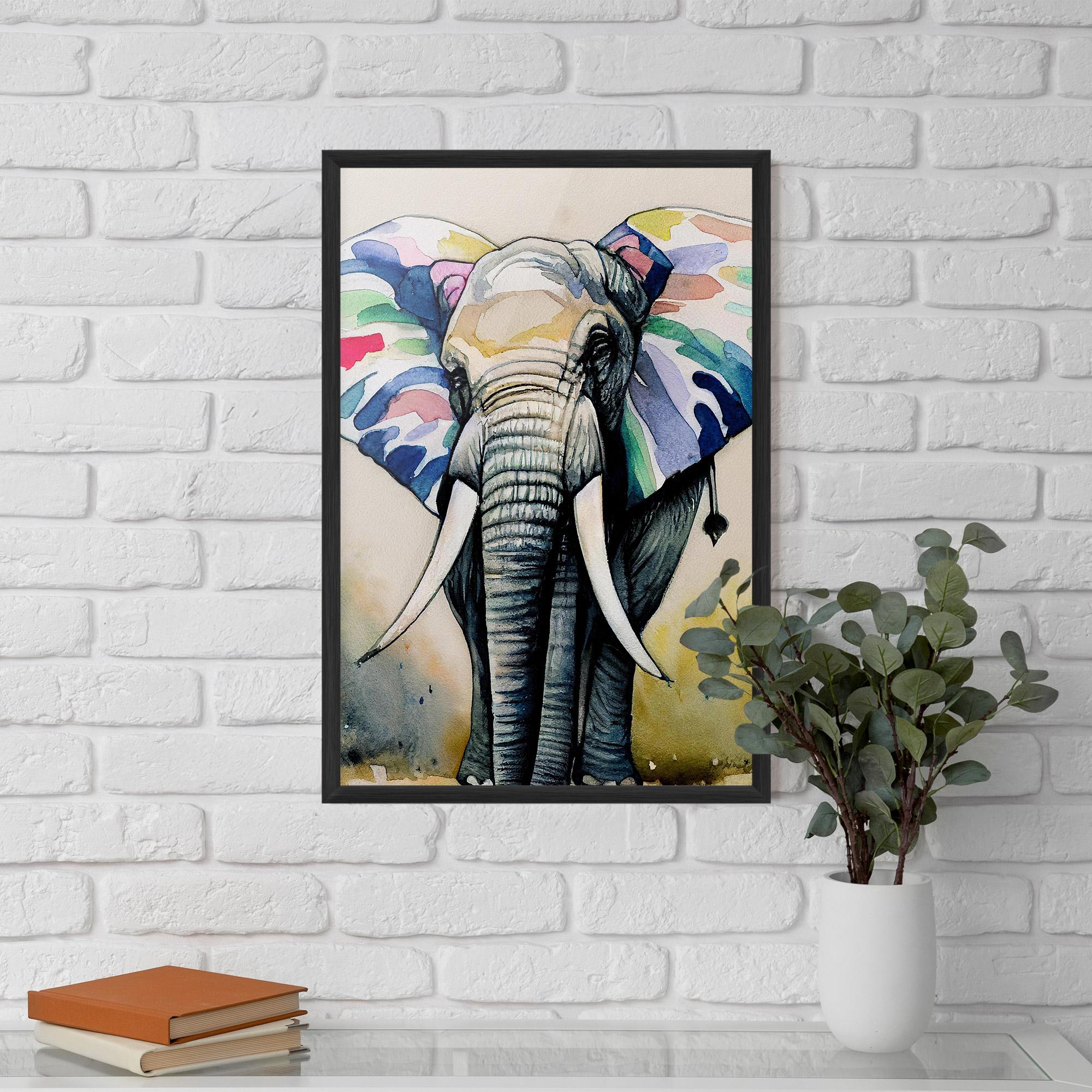 Keretezett Poszter Watercolor Elephant Art mockup 5