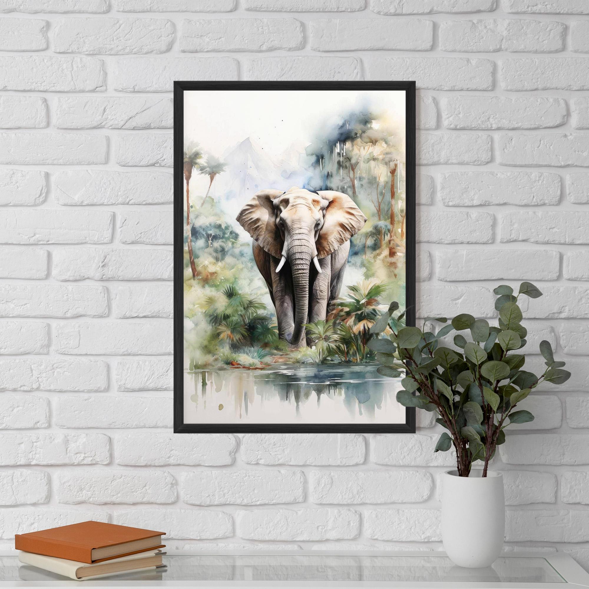 Keretezett Poszter Wild Watercolor Elephant mockup 5