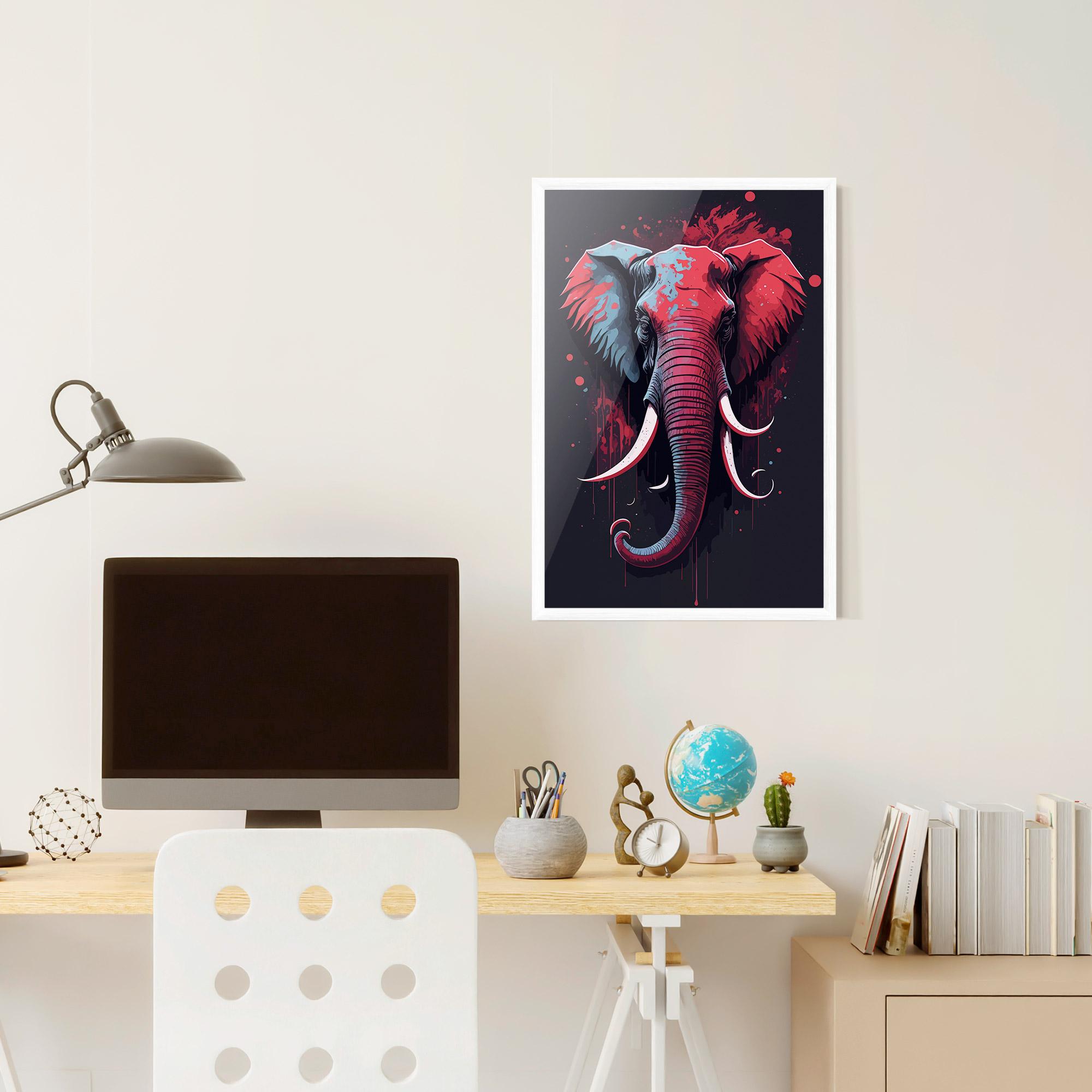 Keretezett Poszter Red Blue Elephant mockup 6