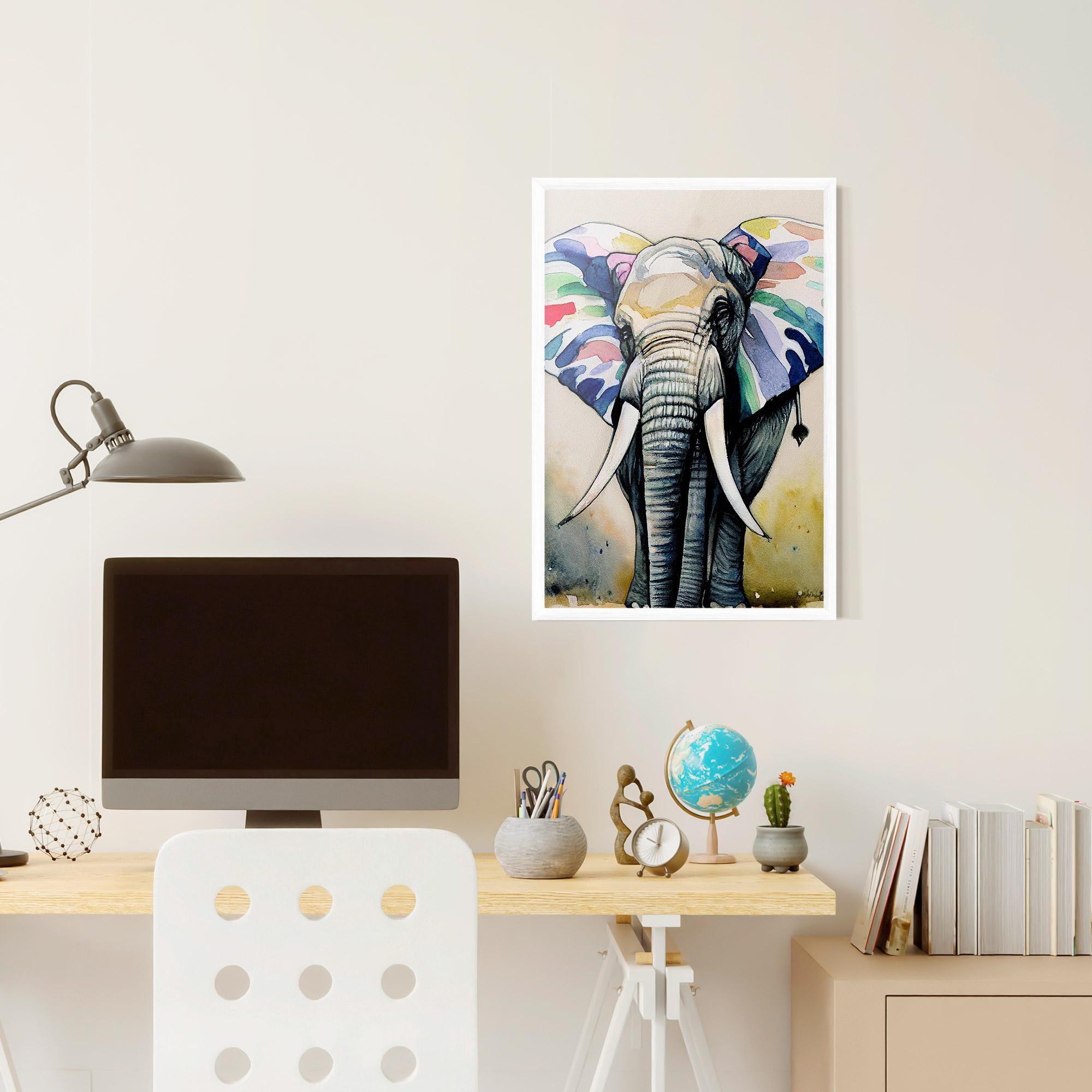 Keretezett Poszter Watercolor Elephant Art mockup 6