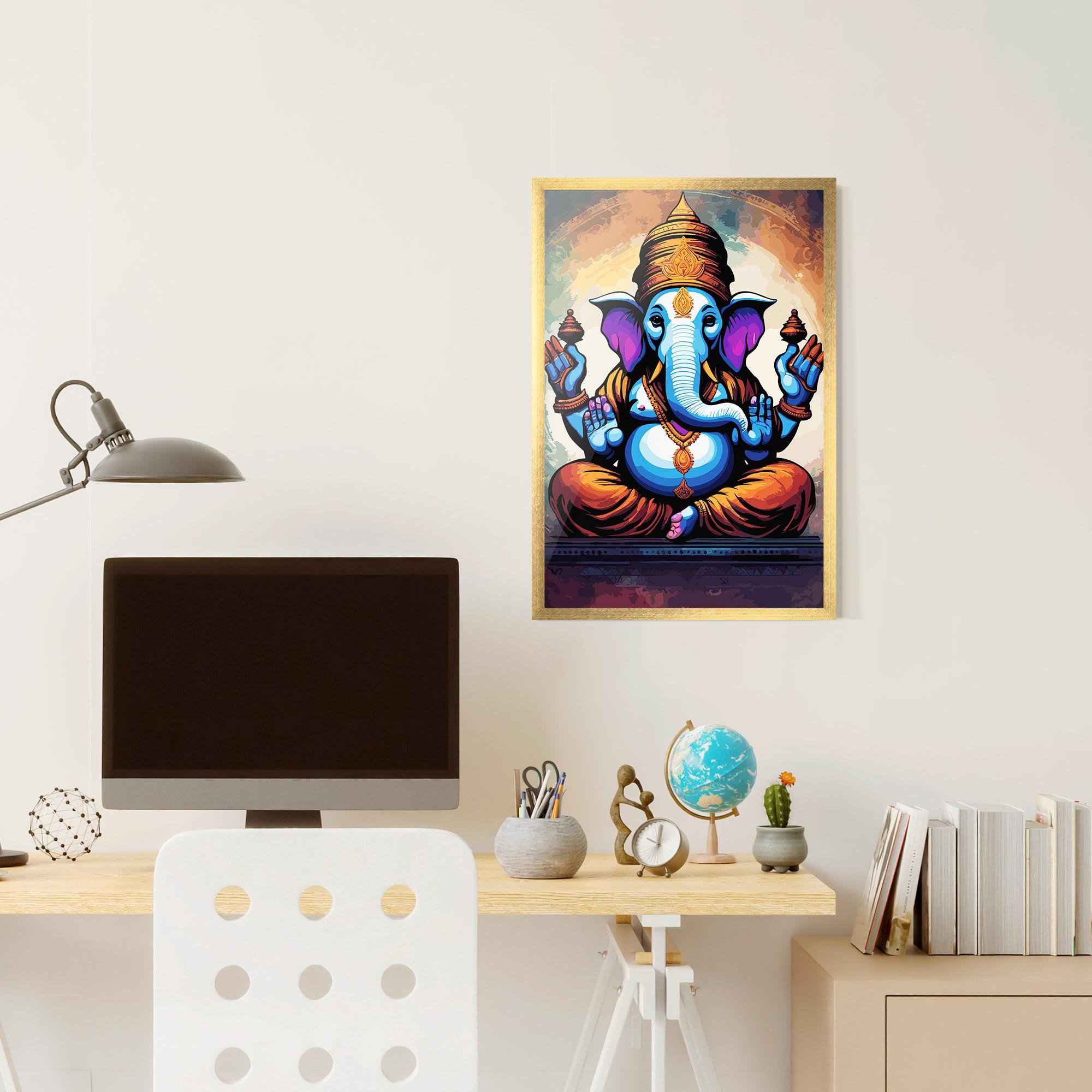 Keretezett Poszter Ganesh Colorful mockup 6