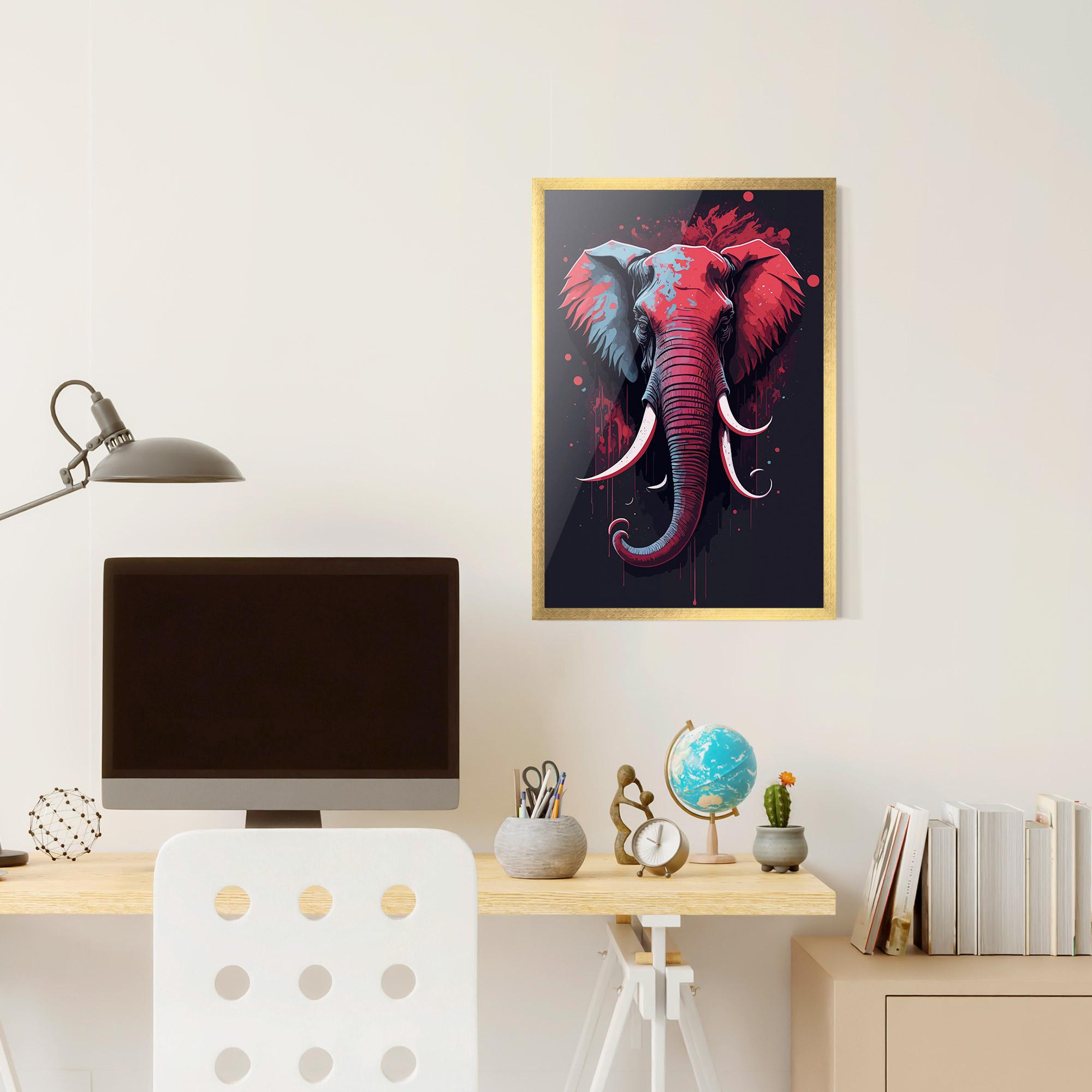 Keretezett Poszter Red Blue Elephant mockup 6