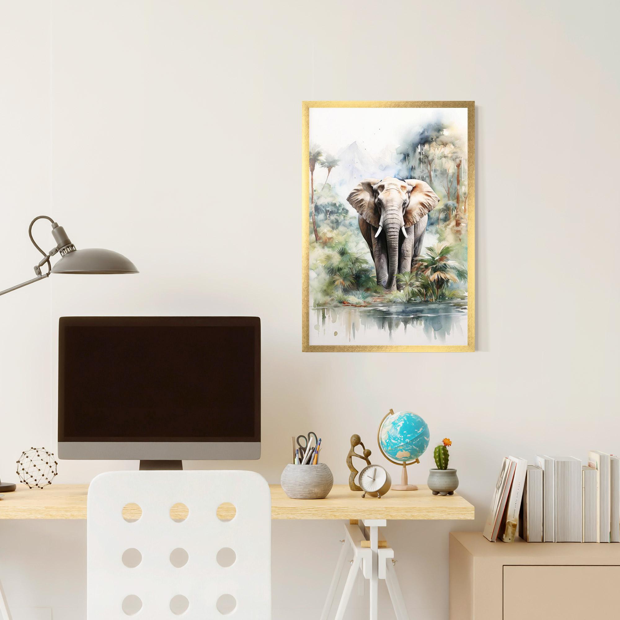 Keretezett Poszter Wild Watercolor Elephant mockup 6