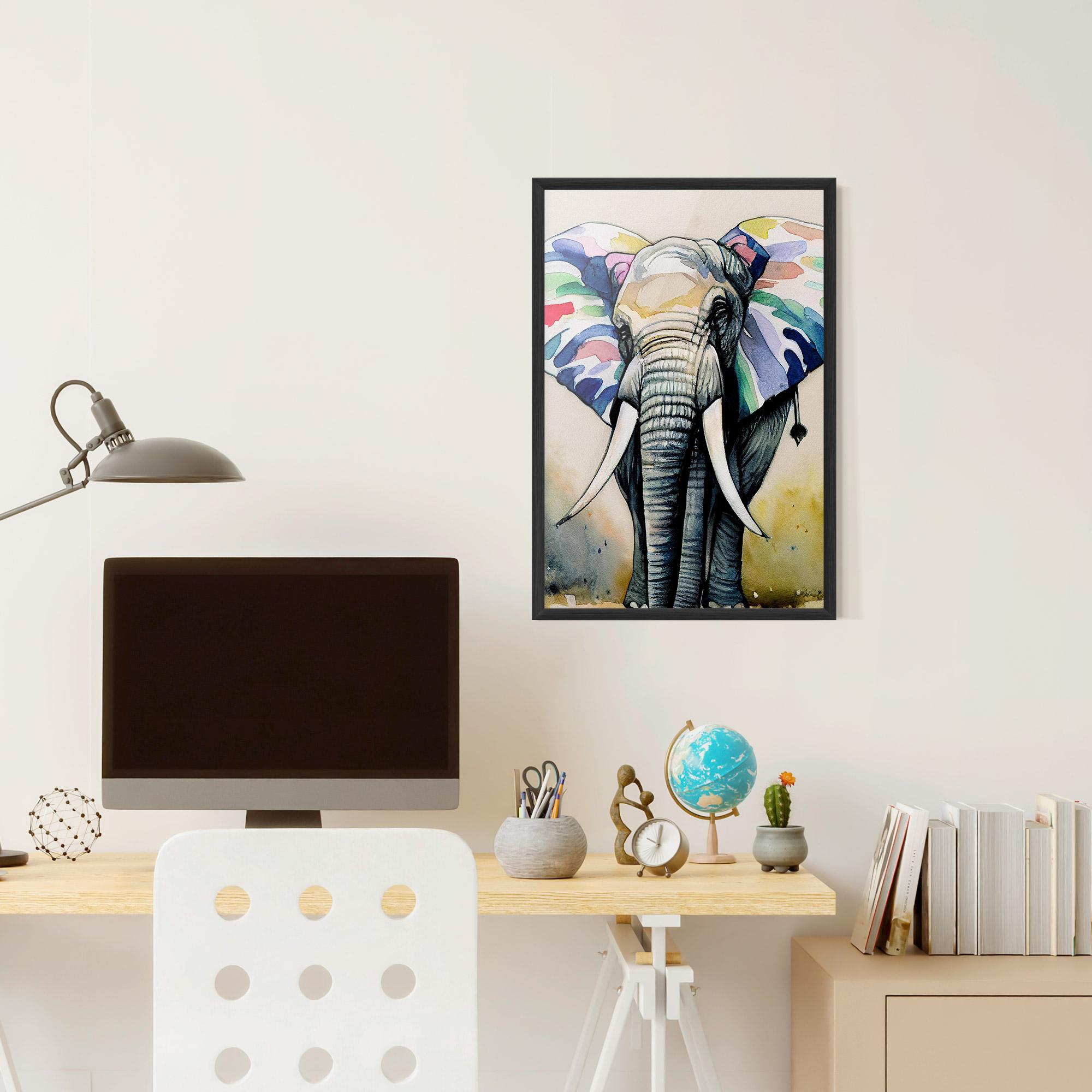 Keretezett Poszter Watercolor Elephant Art mockup 6