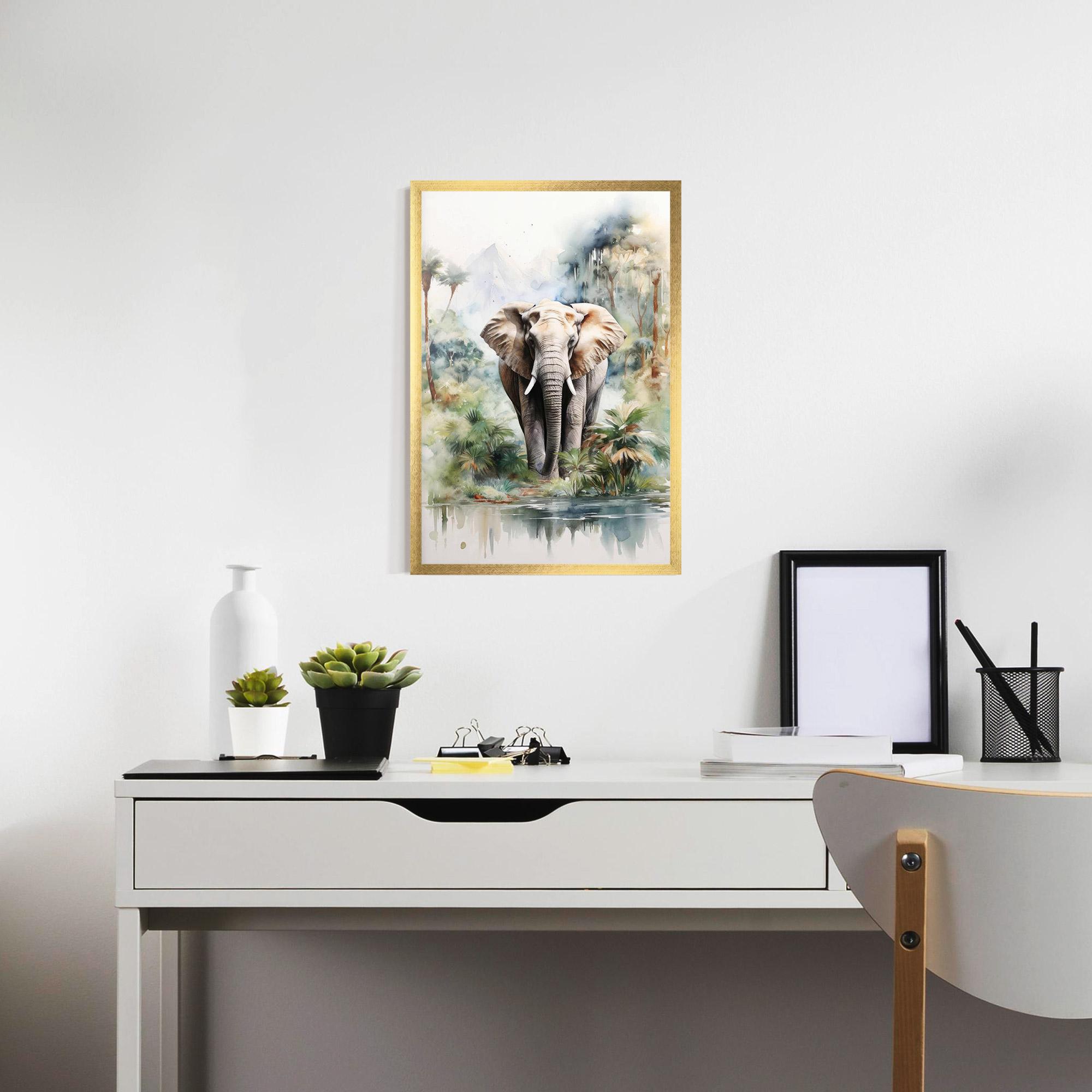 Keretezett Poszter Wild Watercolor Elephant mockup 7