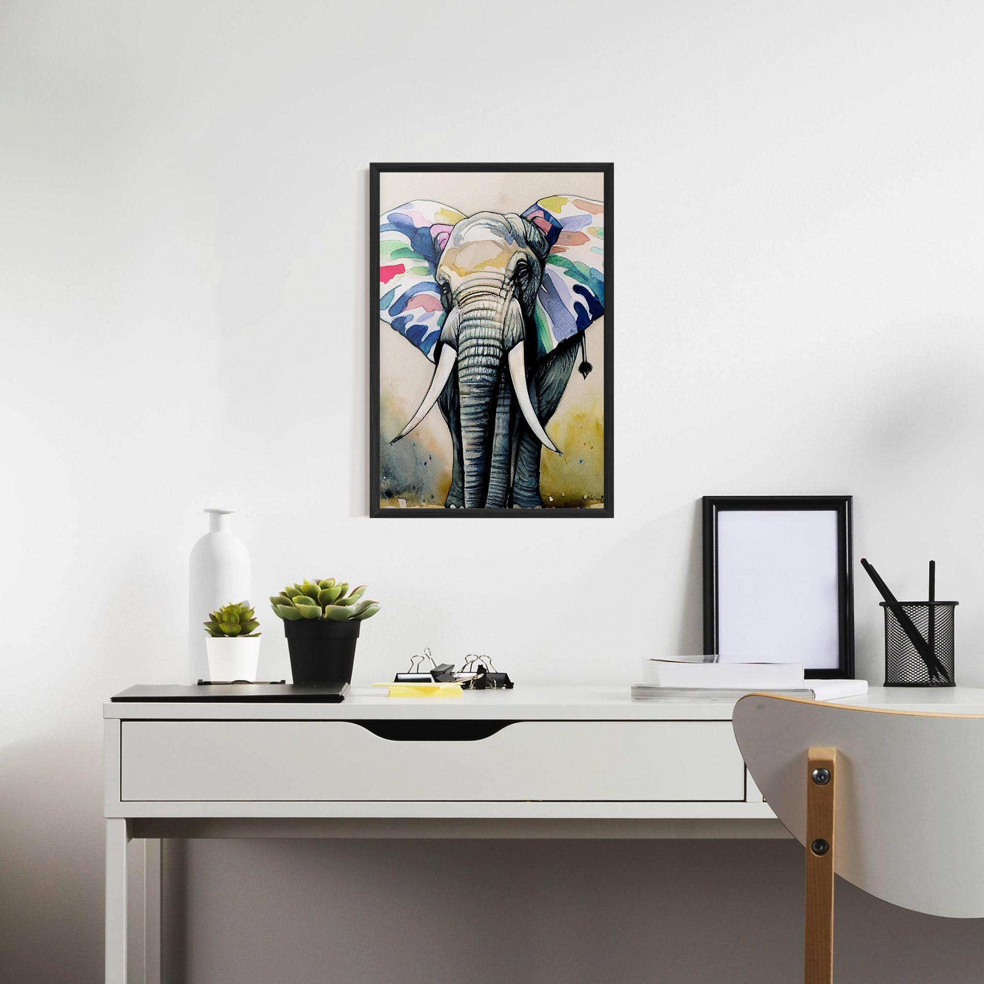 Keretezett Poszter Watercolor Elephant Art mockup 7